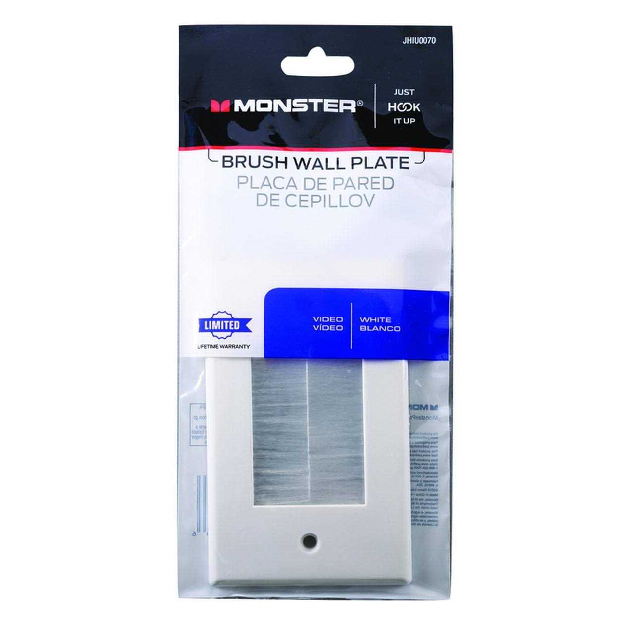 Monster Brush Wall Plate Just Hook It Up White 1 gang Plastic Home Theater - Cheap Fitting