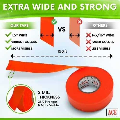 Ace Supply Flagging Tape 12 Pack Non-Adhesive 1.5 Width - Cheap Fitting