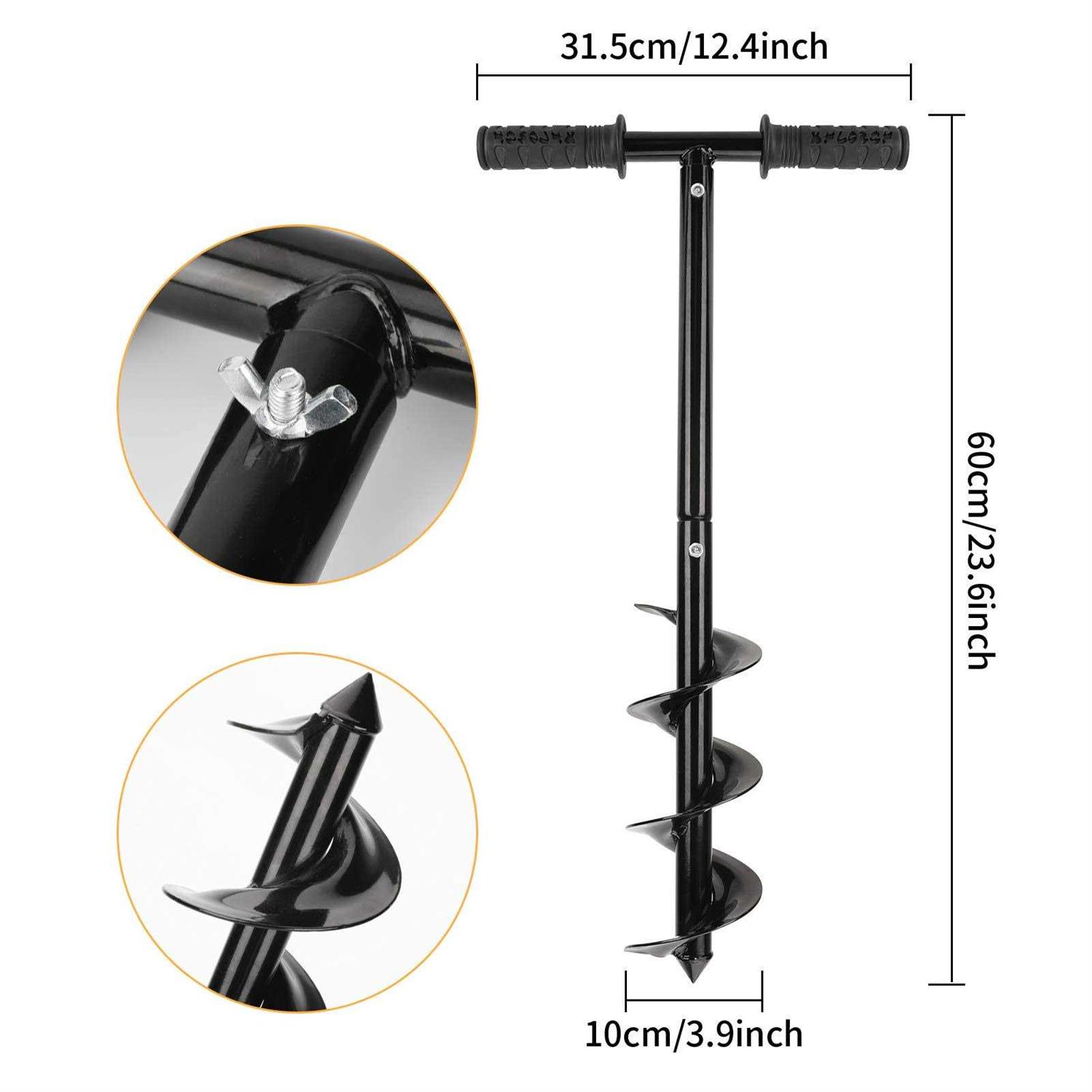 Laelr Garden Auger Drill Earth Auger Drill with Non-Slip Handle Post Hole Digger 3.9×23.6inch/1X1.96ft Garden Auger Spiral Drill Rapid Planter Fence - Cheap Fitting