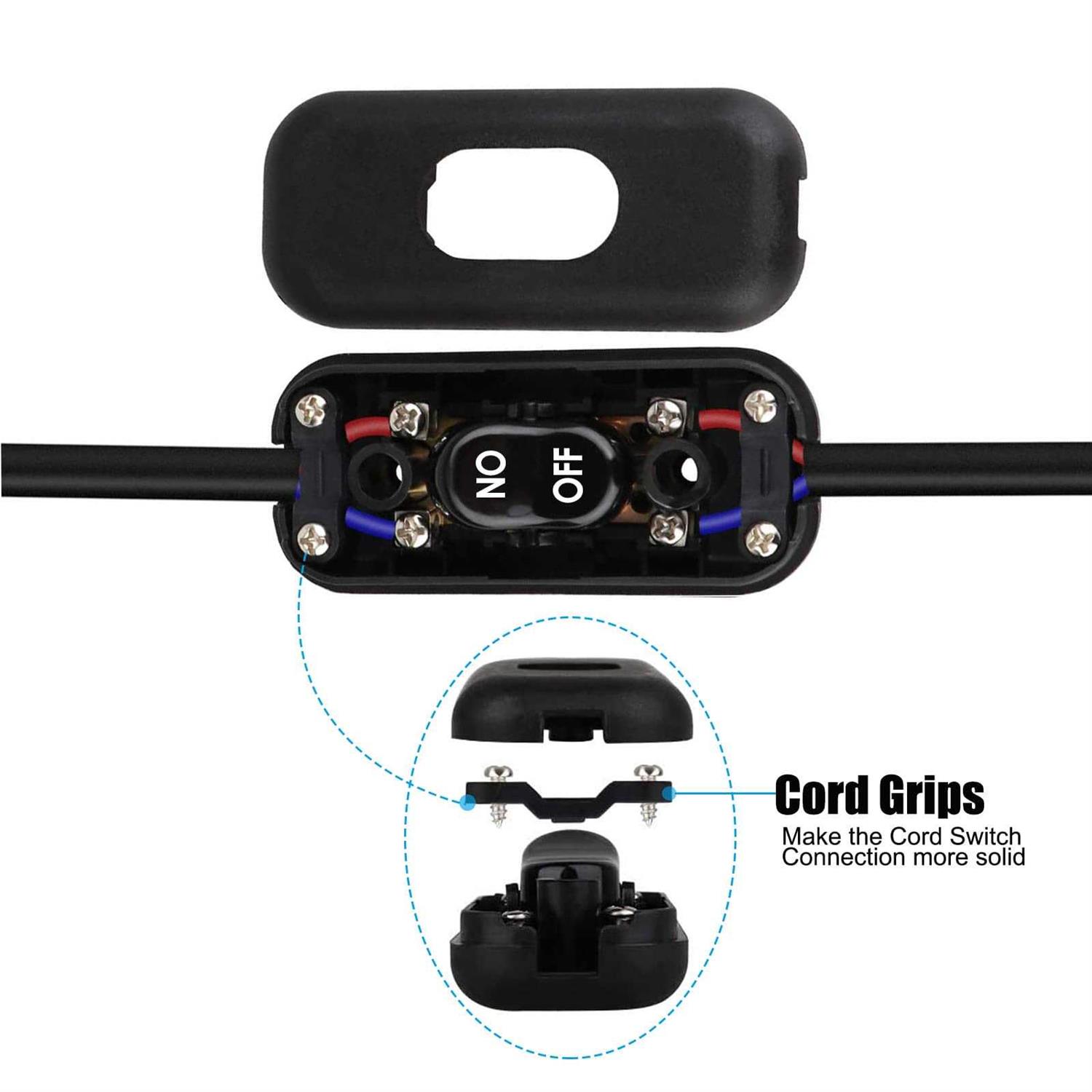 On Off Button Switch PLUSPOE 4 Pack DPST Control Cord Cable Switch for Bedroom Table Lamp Desk LED Lights Appliances - Cheap Fitting