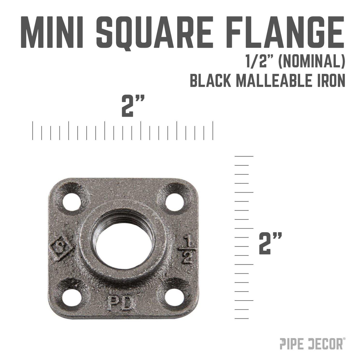 PIPE DECOR 1/2 in. Black Iron Micro Mini Square Flange - Cheap Fitting