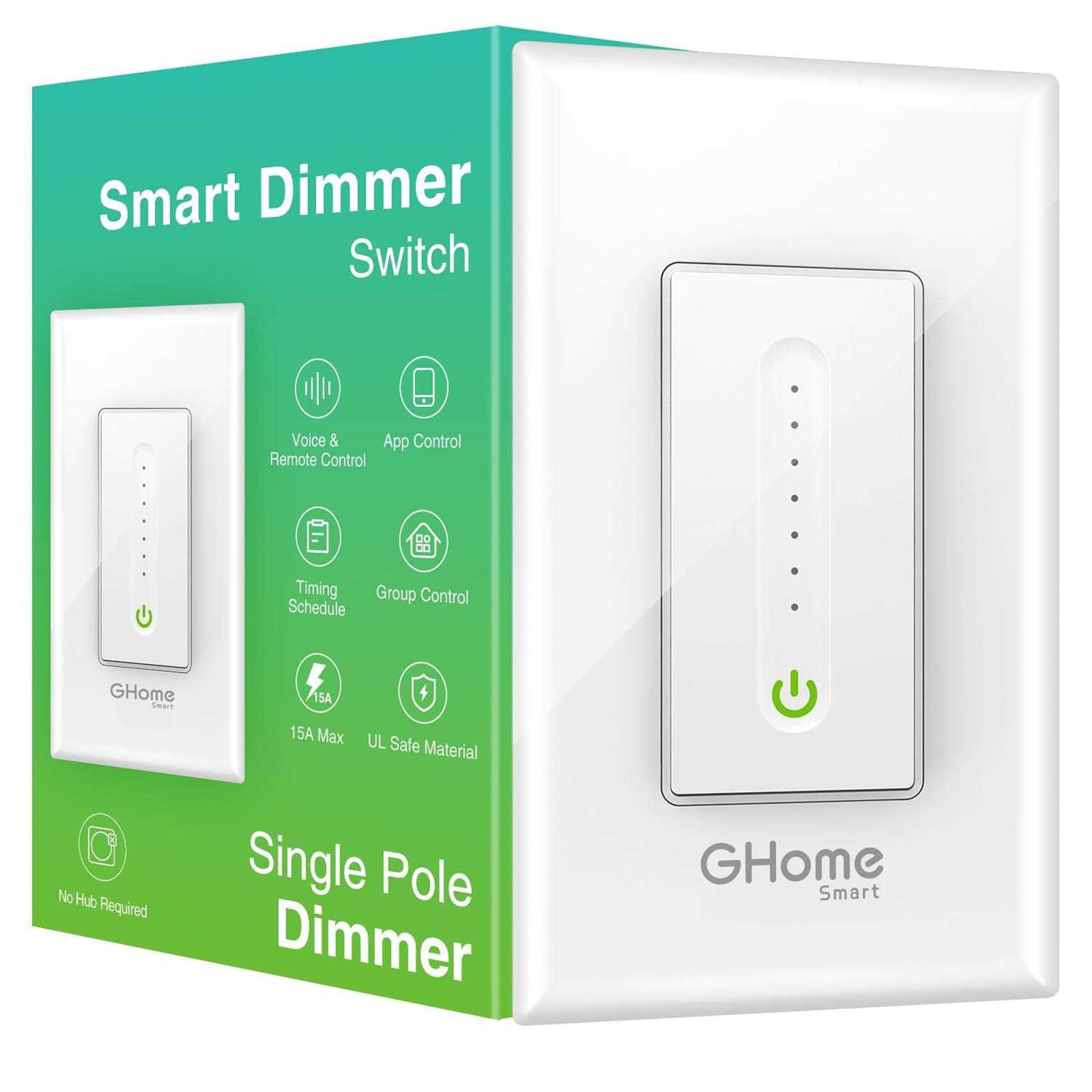 GHome Smart Smart Dimmer Switch Work with Alexa Google Home Neutral Wire Required 2.4GHz Wi-Fi Switch for Dimming LED CFL INC L - Cheap Fitting