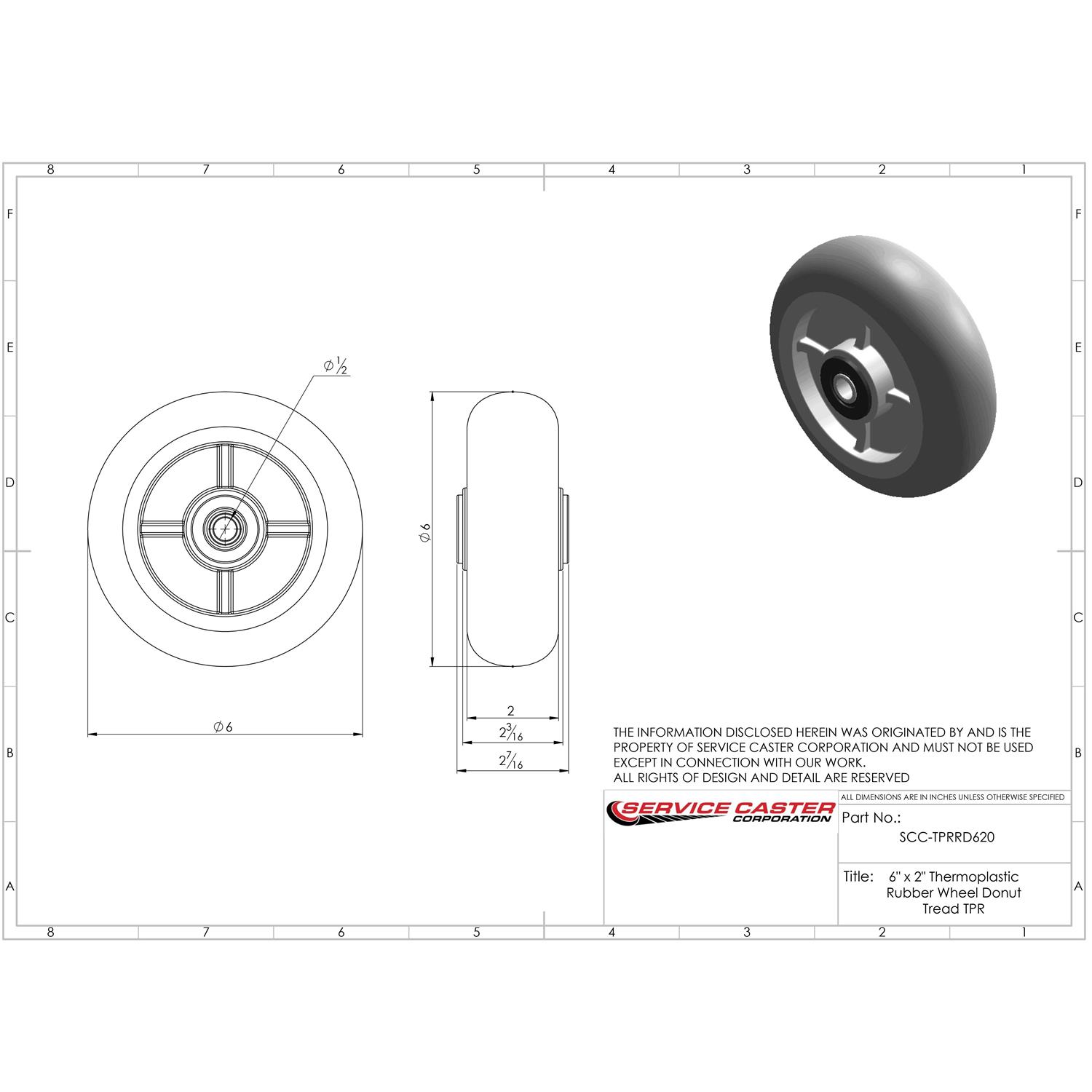 Service Caster 2 inch Polyolefin Wheel Only Bearing - Cheap Fitting