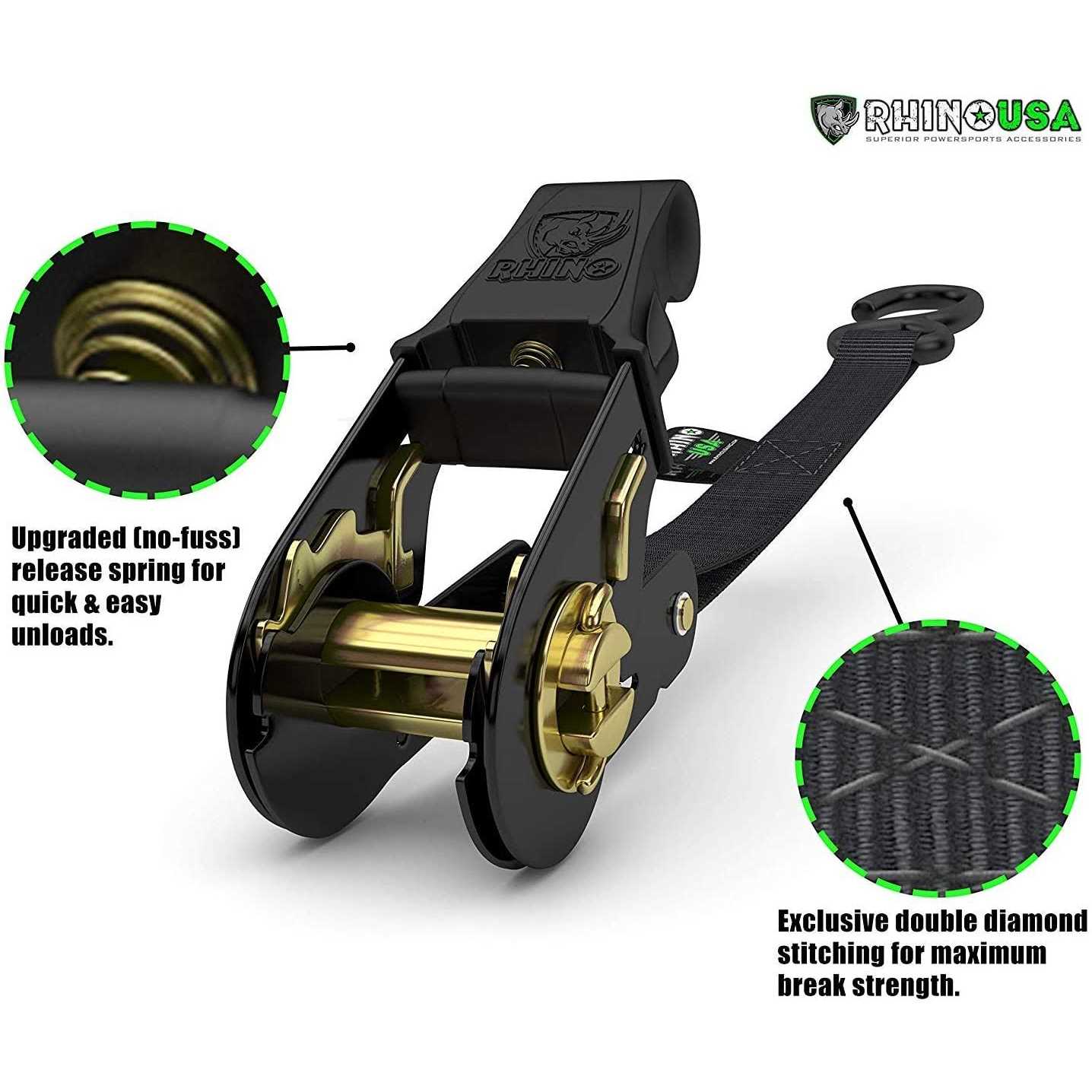 Rhino USA 1 inch x 15′ HD Ratchet Tie-Down Set - Cheap Fitting