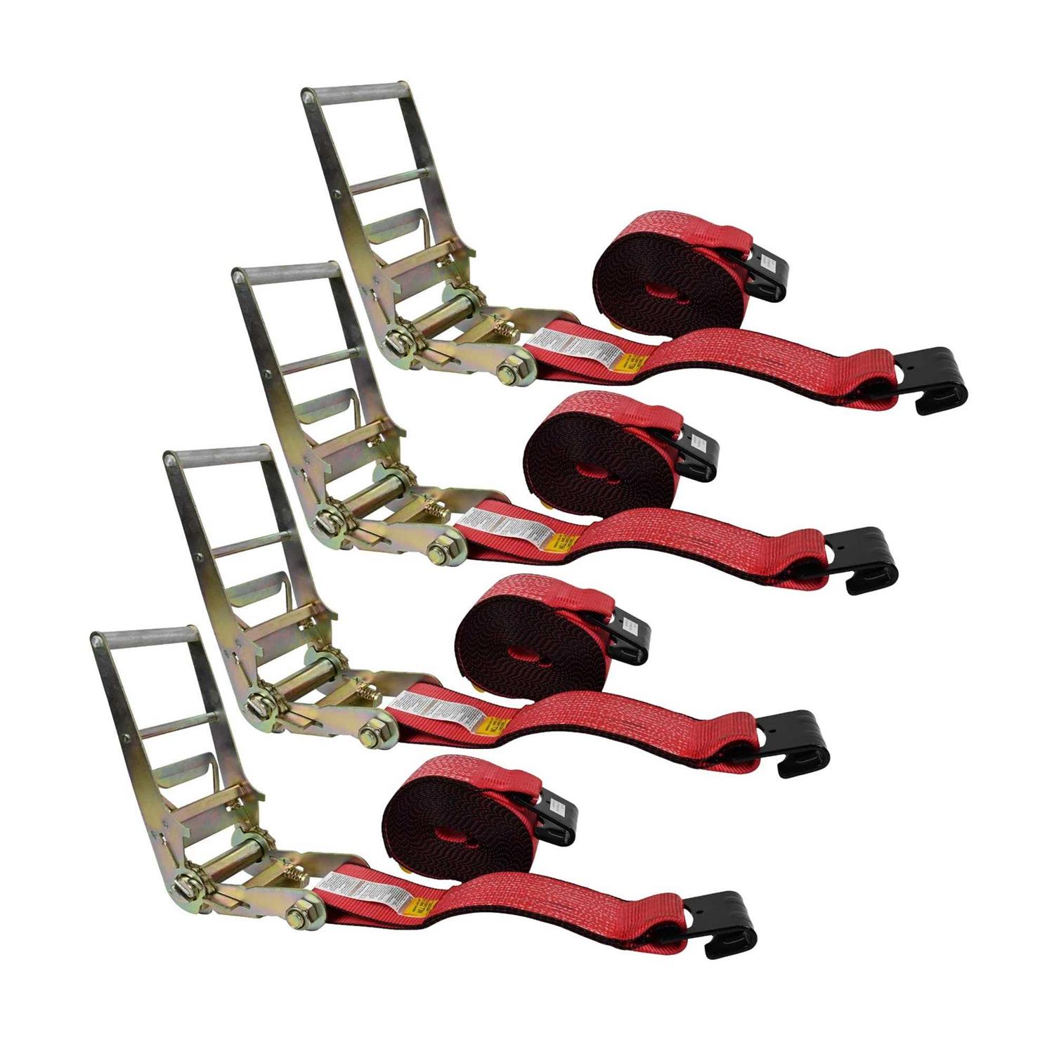 Mytee Products 4 x 30′ Ratchet Tie-Down Straps w/ Flat Hook Capacity - Cheap Fitting