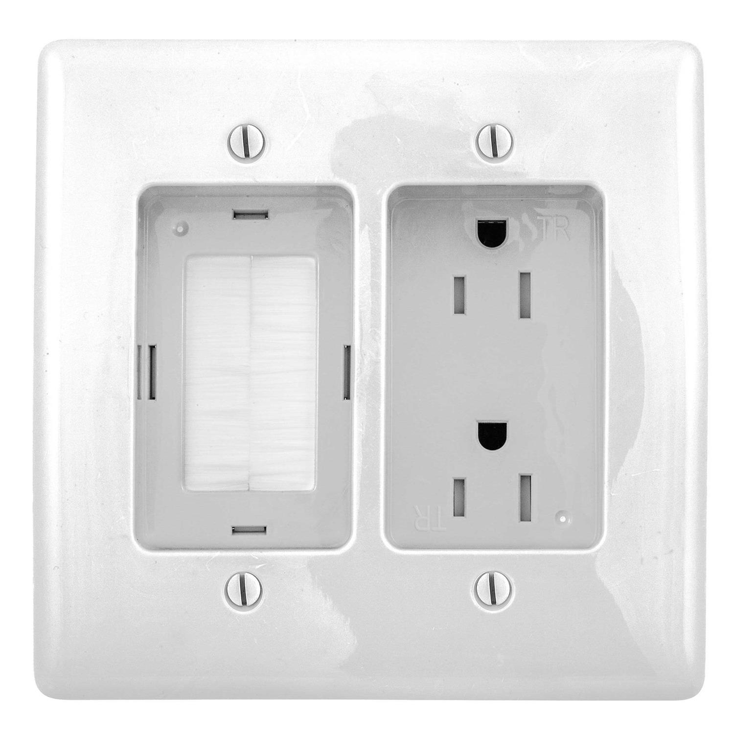 Hubbell RR1512W Recessed Tamper-Resistant Duplex Receptacle 2-Gang W/Feed - Cheap Fitting
