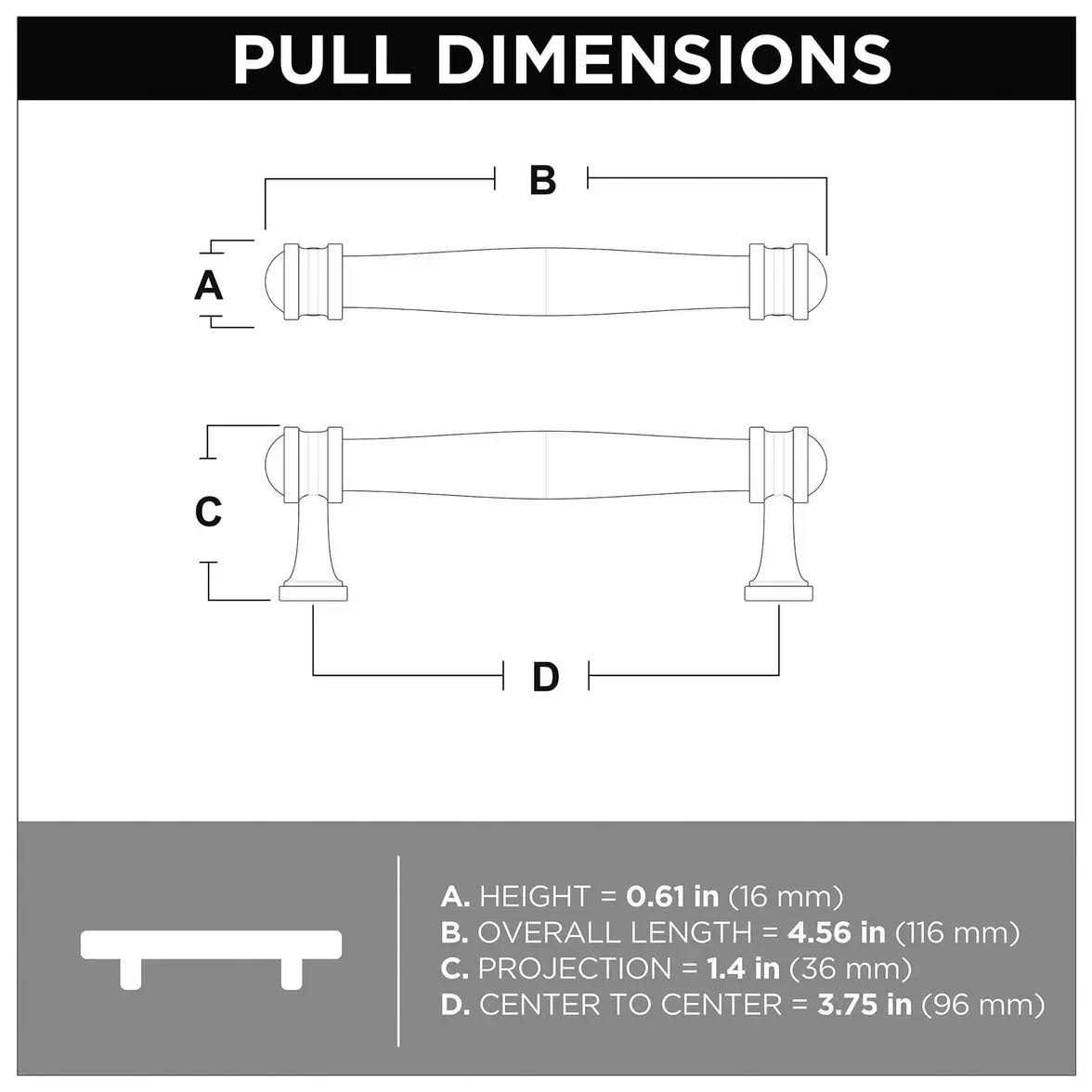 Liberty Hardware Charmaine 3” Center Bar Pull - Cheap Fitting