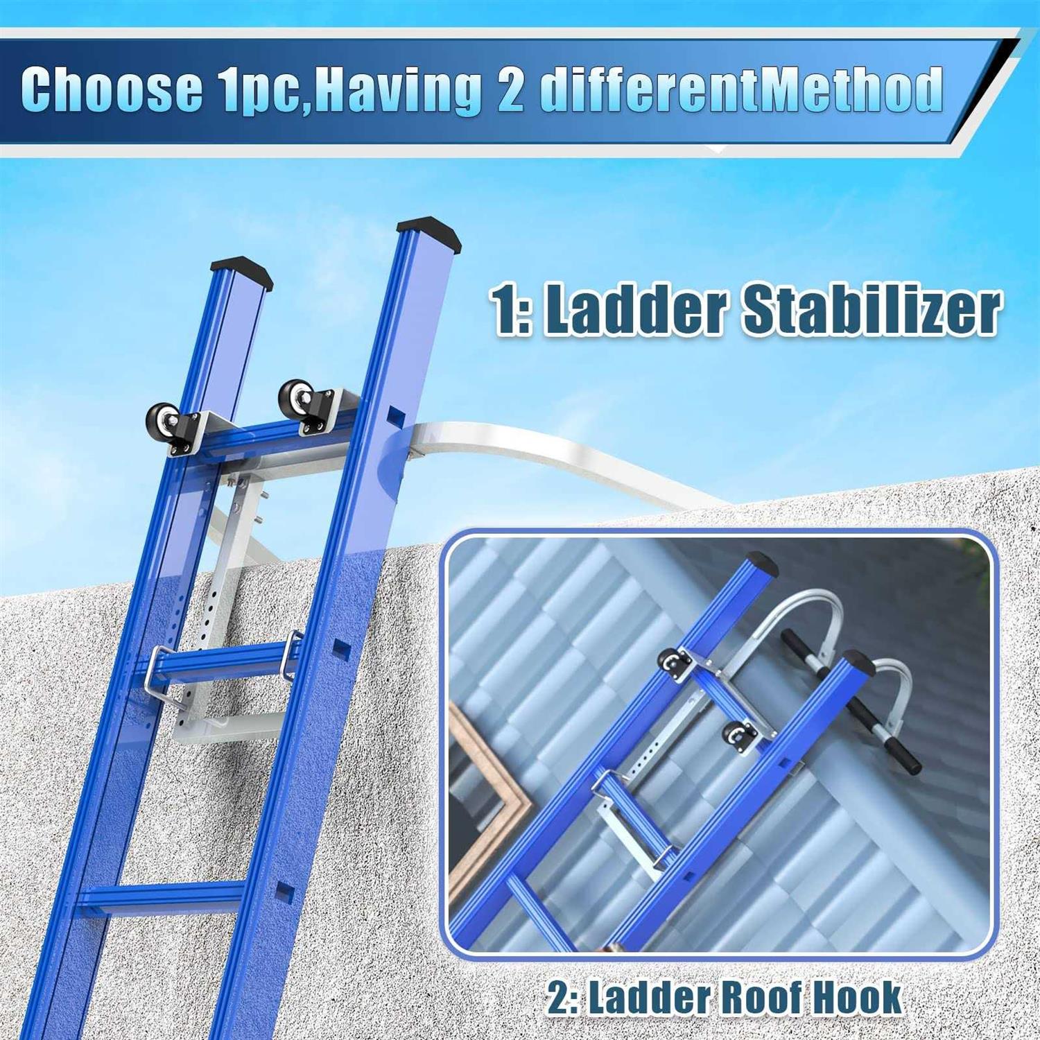 Eazy2hD 2 in 1 Ladder Stabilizer and Ladder Roof Hook with Wheel, Heavy Duty - Cheap Fitting