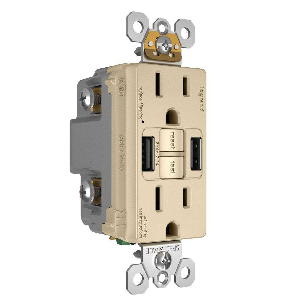 15A Radiant Tamper-Resistant Self-Test GFCI USB Type-A/A Outlet 1597TRUSBAA - Cheap Fitting