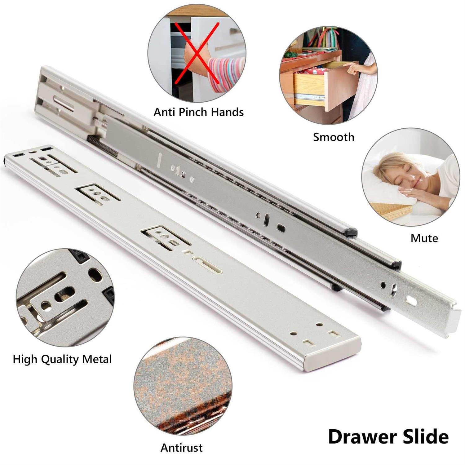 Drawer Slides Plusmart Soft Close Drawer Slide Glides Ball Bearing Full Extension Cabinet Slides - Cheap Fitting