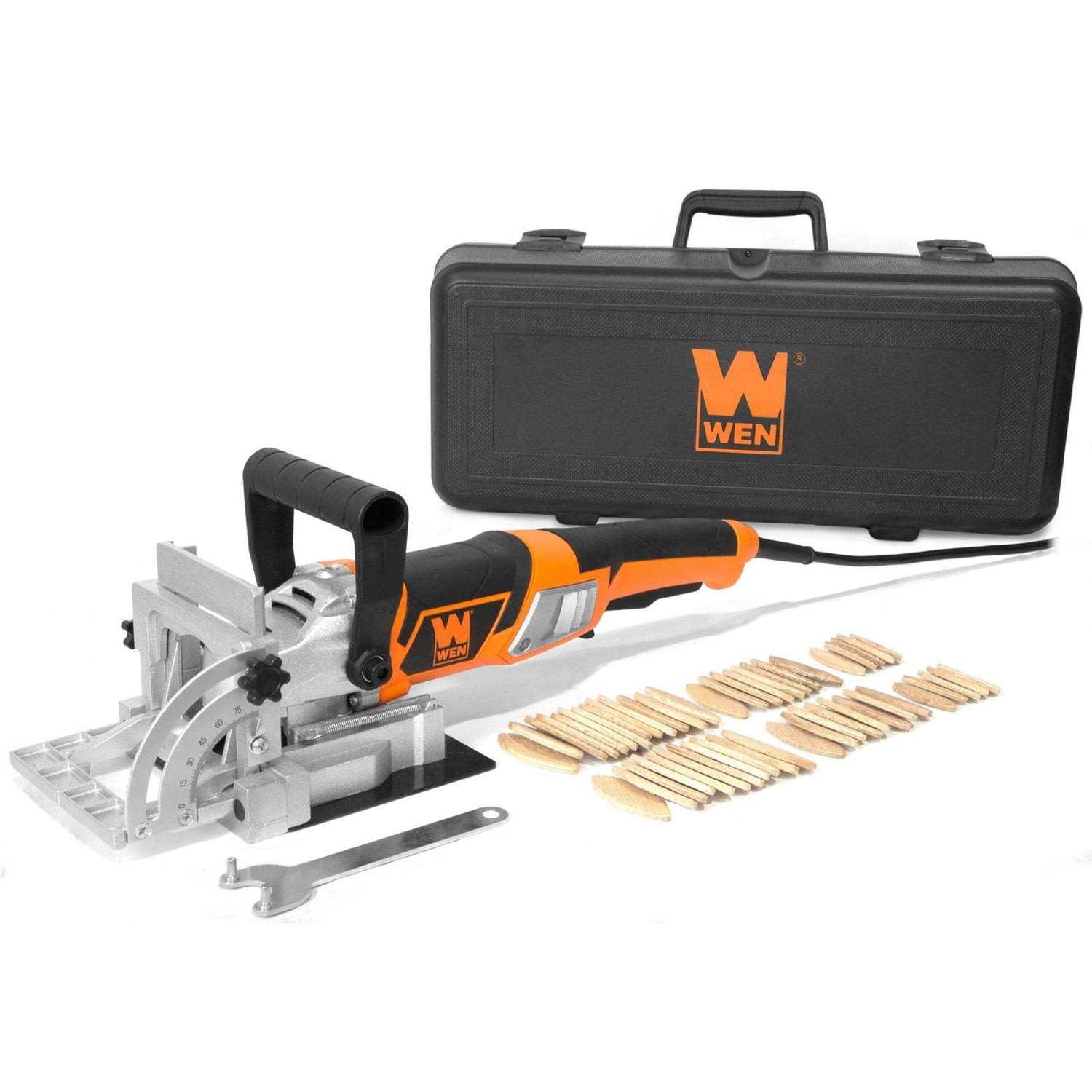 WEN 8.5 Amp Plate and Biscuit Joiner with Case and Biscuits - Cheap Fitting