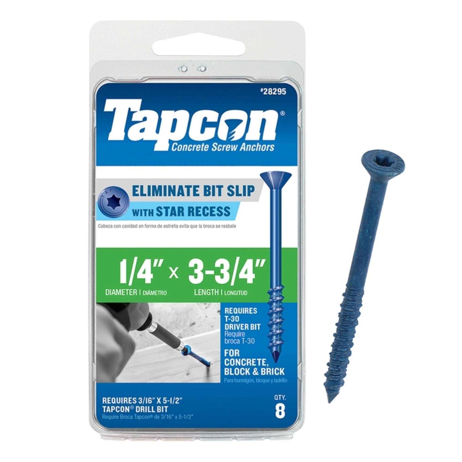 Tapcon 1/4 in. x 3-3/4 in. Star Flat-Head Concrete Anchors 28295 - Cheap Fitting