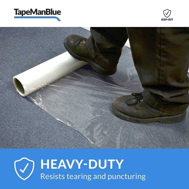 TapeManBlue Carpet Protection Film 200′ Roll. Made in The USA! Easy Unwind, Clean Removal and Durable Carpet Protector - Cheap Fitting
