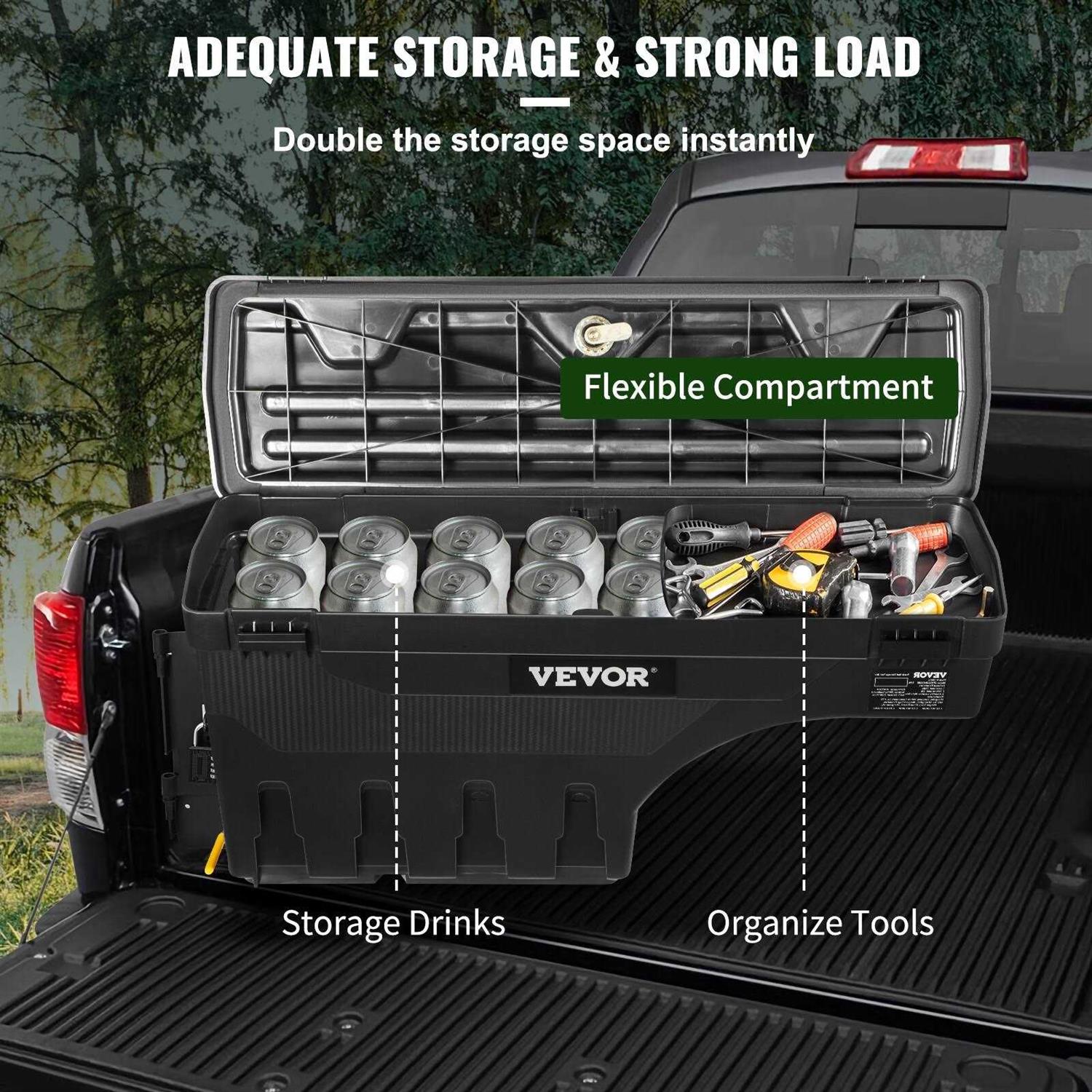 VEVOR Truck Bed Storage Box Lockable Lid Waterproof ABS Wheel Well Tool Box 6.6 Gal/20 L - Cheap Fitting