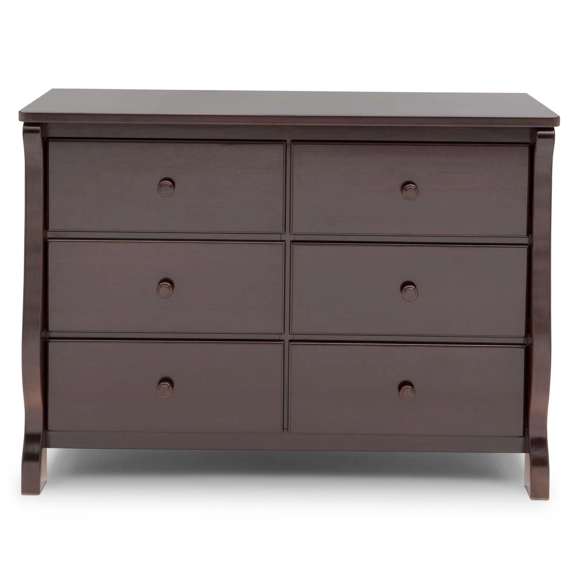 Delta Children Universal 6 Drawer Dresser with Interlocking Drawers - Greenguard Gold Certified, Dark Chocolate - Cheap Fitting
