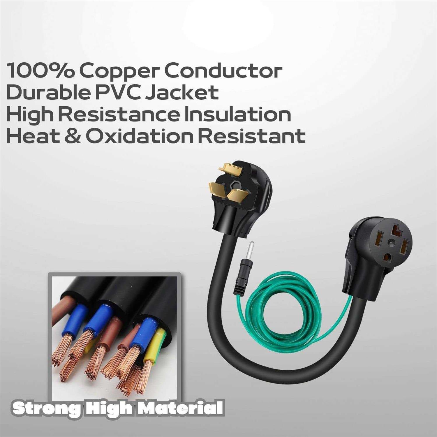 Dryer Adapter Cord NEMA 10-30P Male to 14-30R Female with Ground Wire 4-Prong to 3-Prong - Cheap Fitting