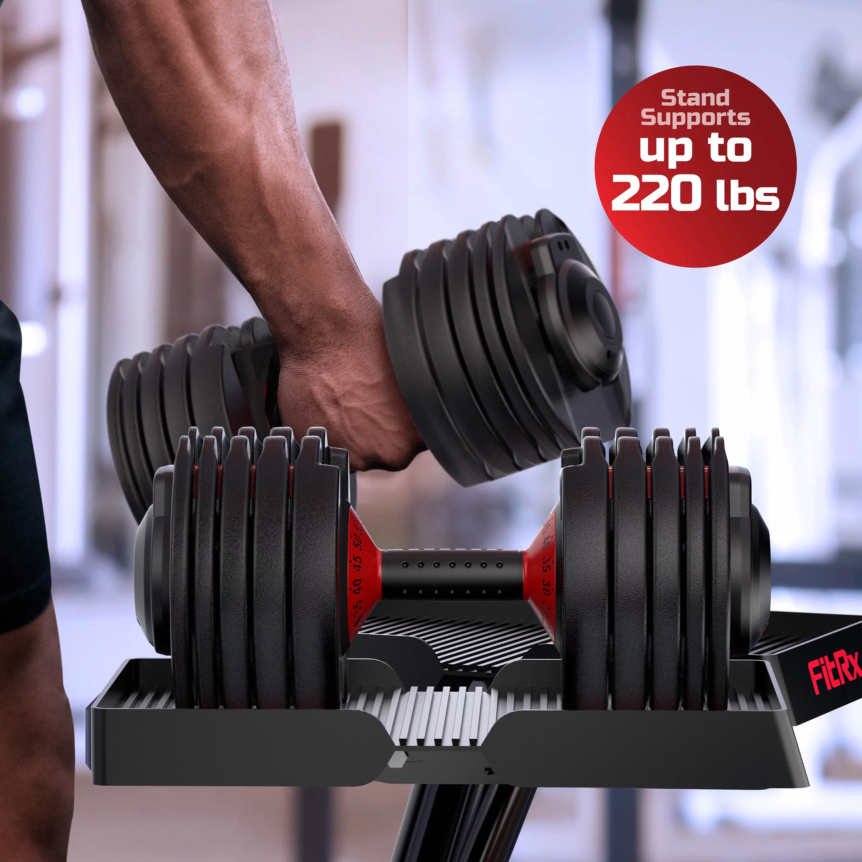 FitRx SmartBell, Quick-Select Adjustable Dumbbell, 5-52.5 lbs. Weight, Black, Single - Cheap Fitting