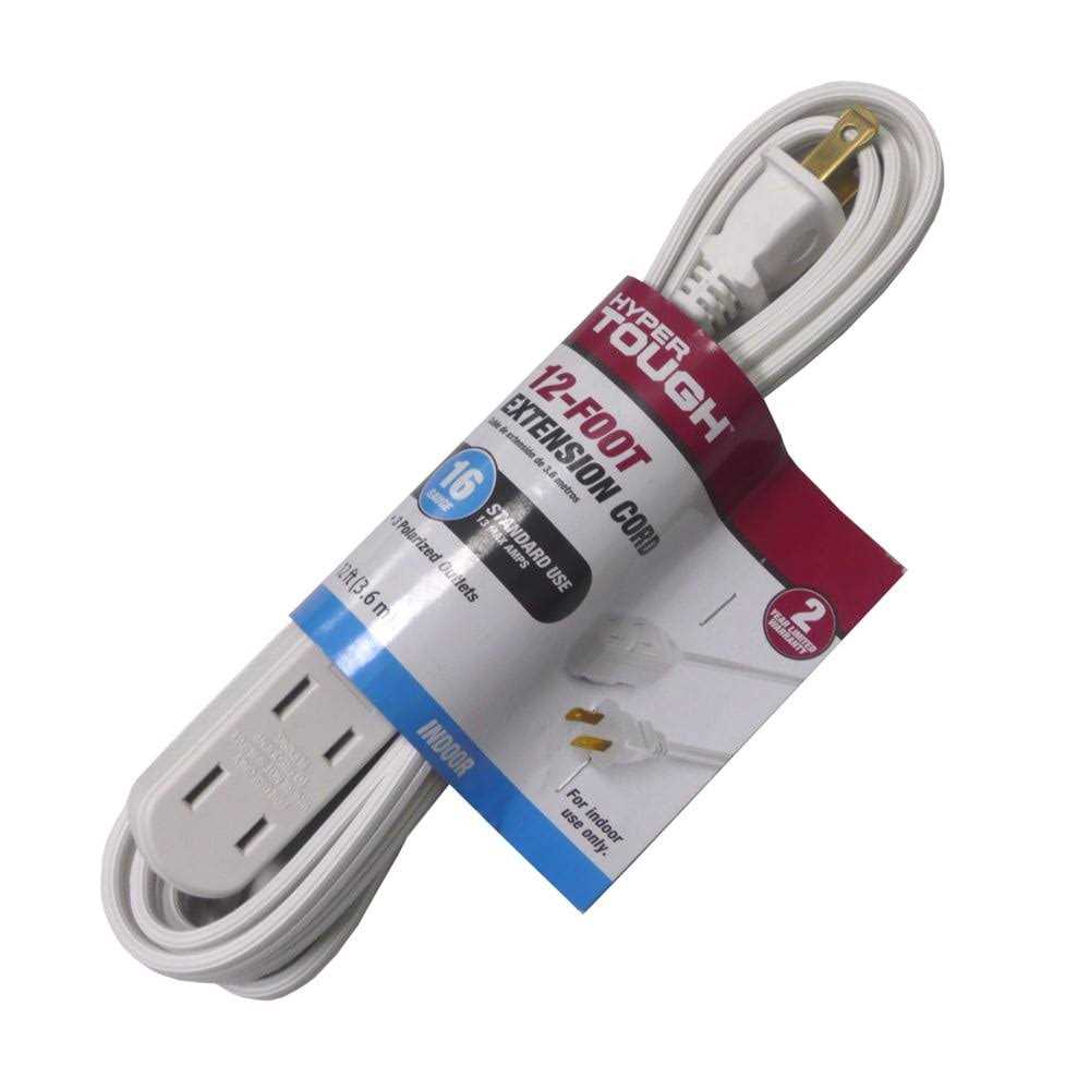 Hyper Tough 16AWG 2 Prong White Indoor Household Extension Cord - Cheap Fitting