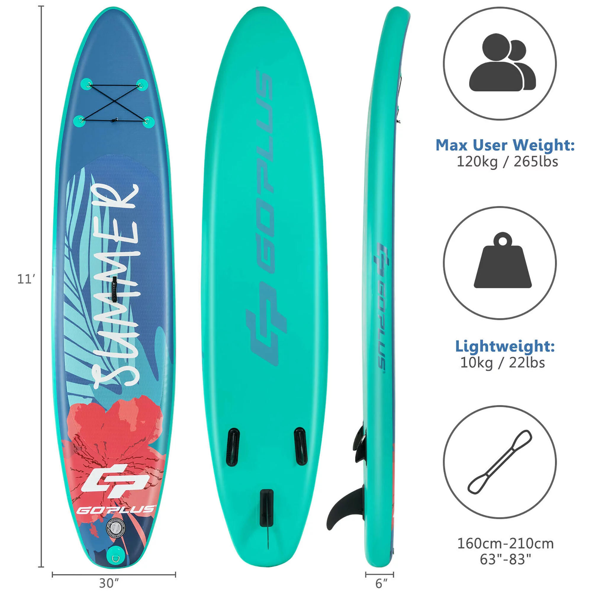 Goplus 10.5ft Inflatable Stand Up Paddle Board W/ Backpack Leash Aluminum Paddle - Cheap Fitting