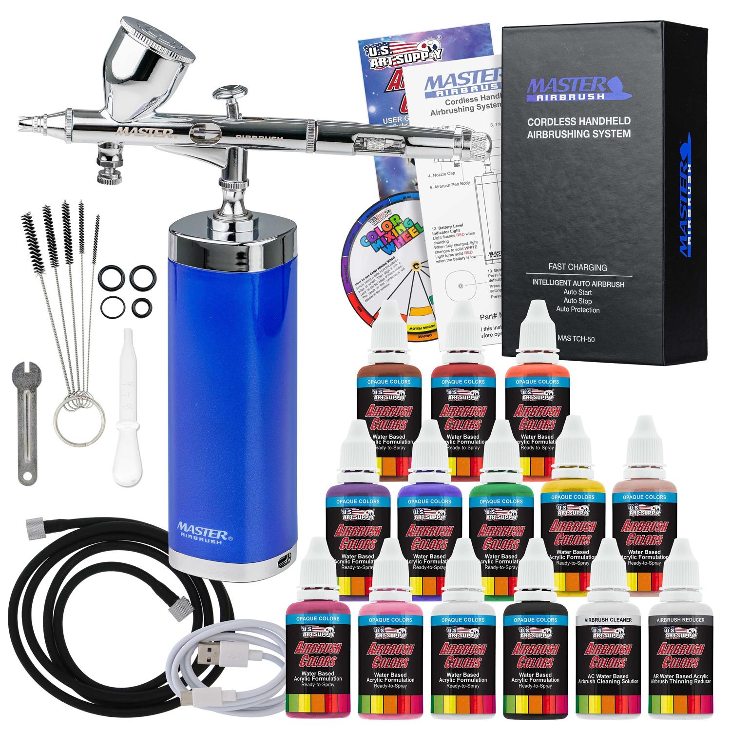 Master Airbrush Powerful Cordless Handheld Acrylic Paint Airbrushing System Primary Opaque Paint Colors - Cheap Fitting