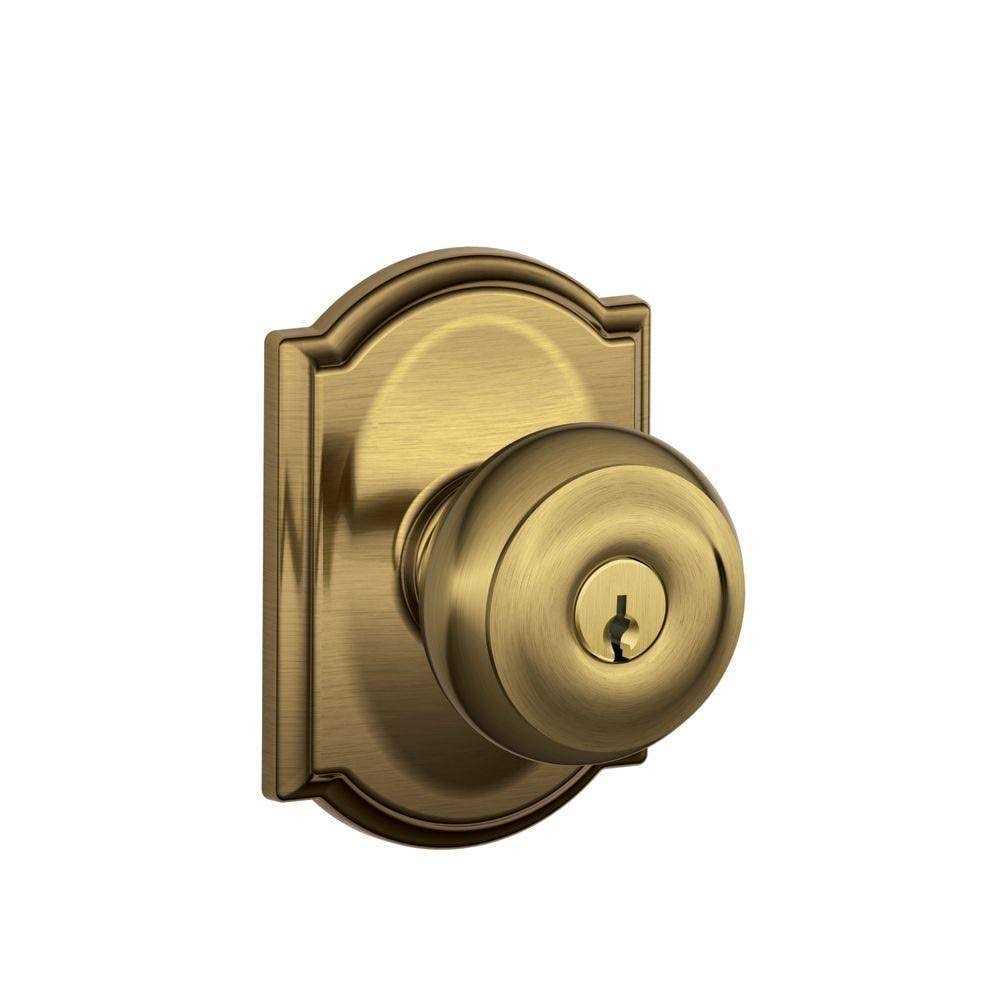 Schlage Georgian Keyed Entry Knob with Camelot - Cheap Fitting