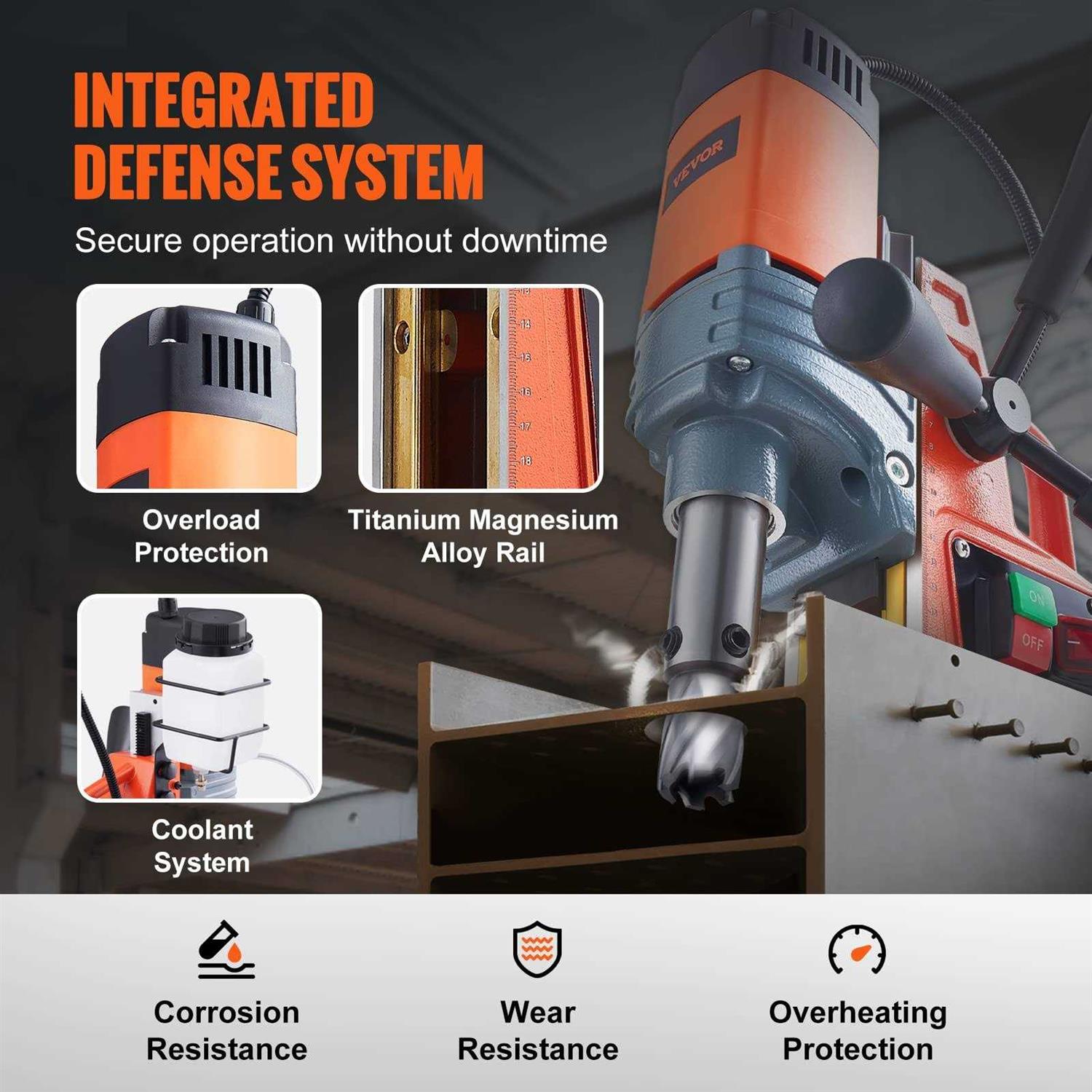 VEVOR Mag Drill Press 1.6 Boring Diameter 2922lbf Power Magnetic Drill with Twist Drill Chuck - Cheap Fitting