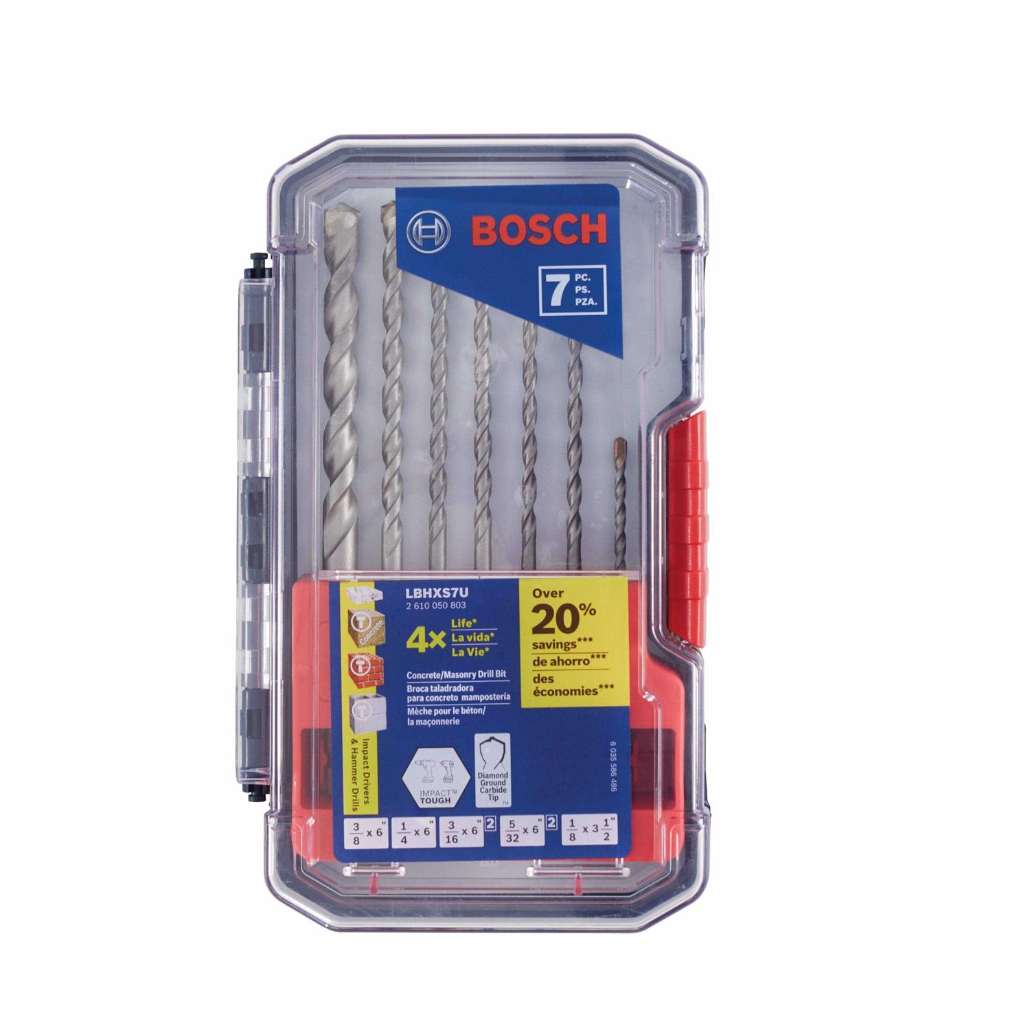 Bosch 7-Piece Impact Tough High-speed Steel Masonry Drill Bit for Hammer Drill Set LBHXS7U - Cheap Fitting