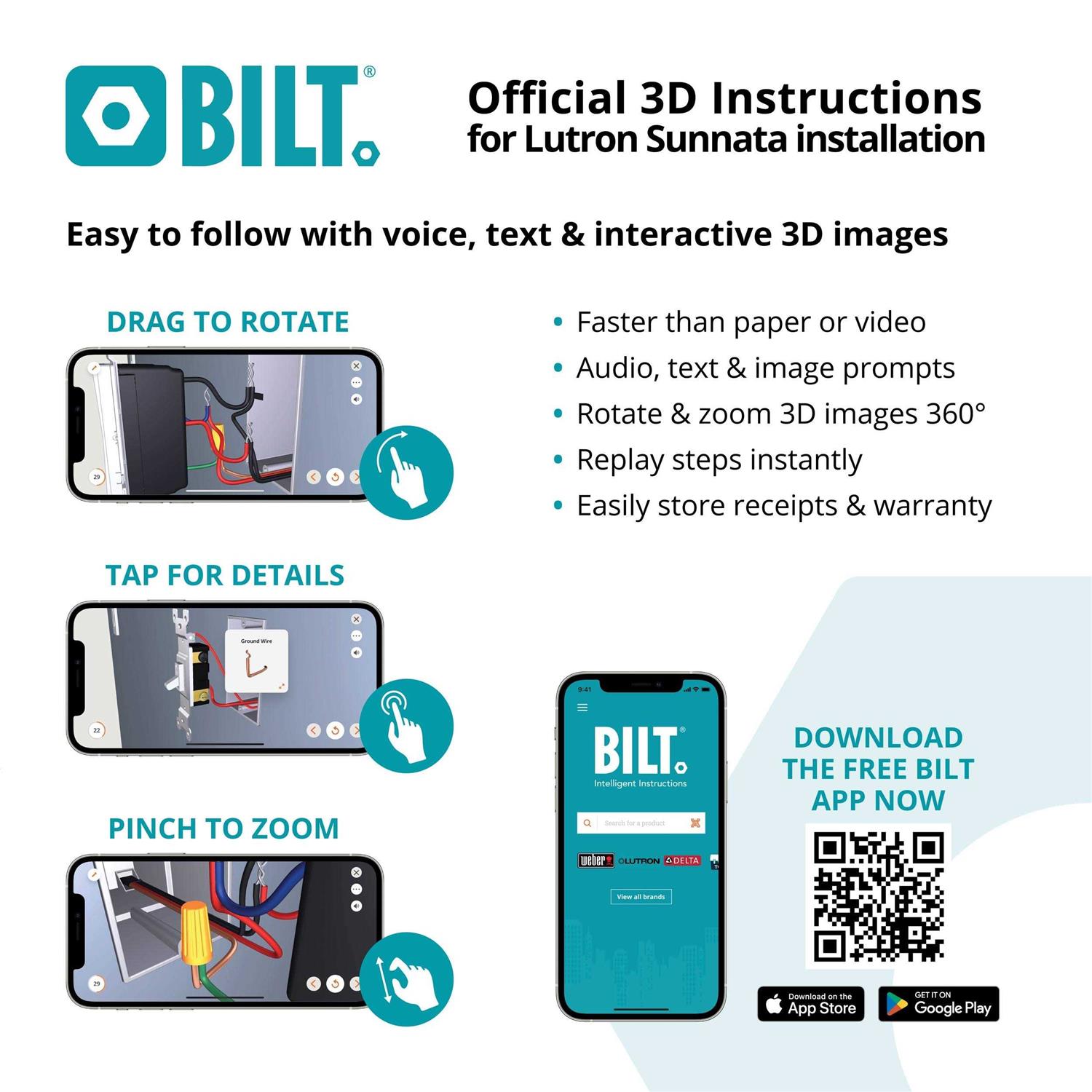 Lutron STCL-153MRH-WH Sunnata 3-Way Kit White - Cheap Fitting