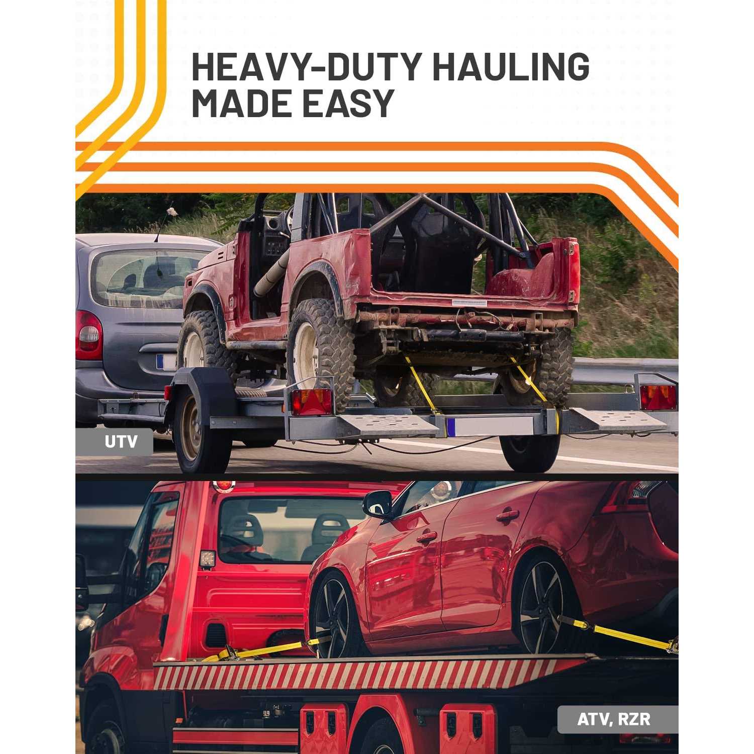 Strapinno Retractable Ratchet Tie-Down Strap Heavy-Duty Strap with Double J Hooks - Cheap Fitting