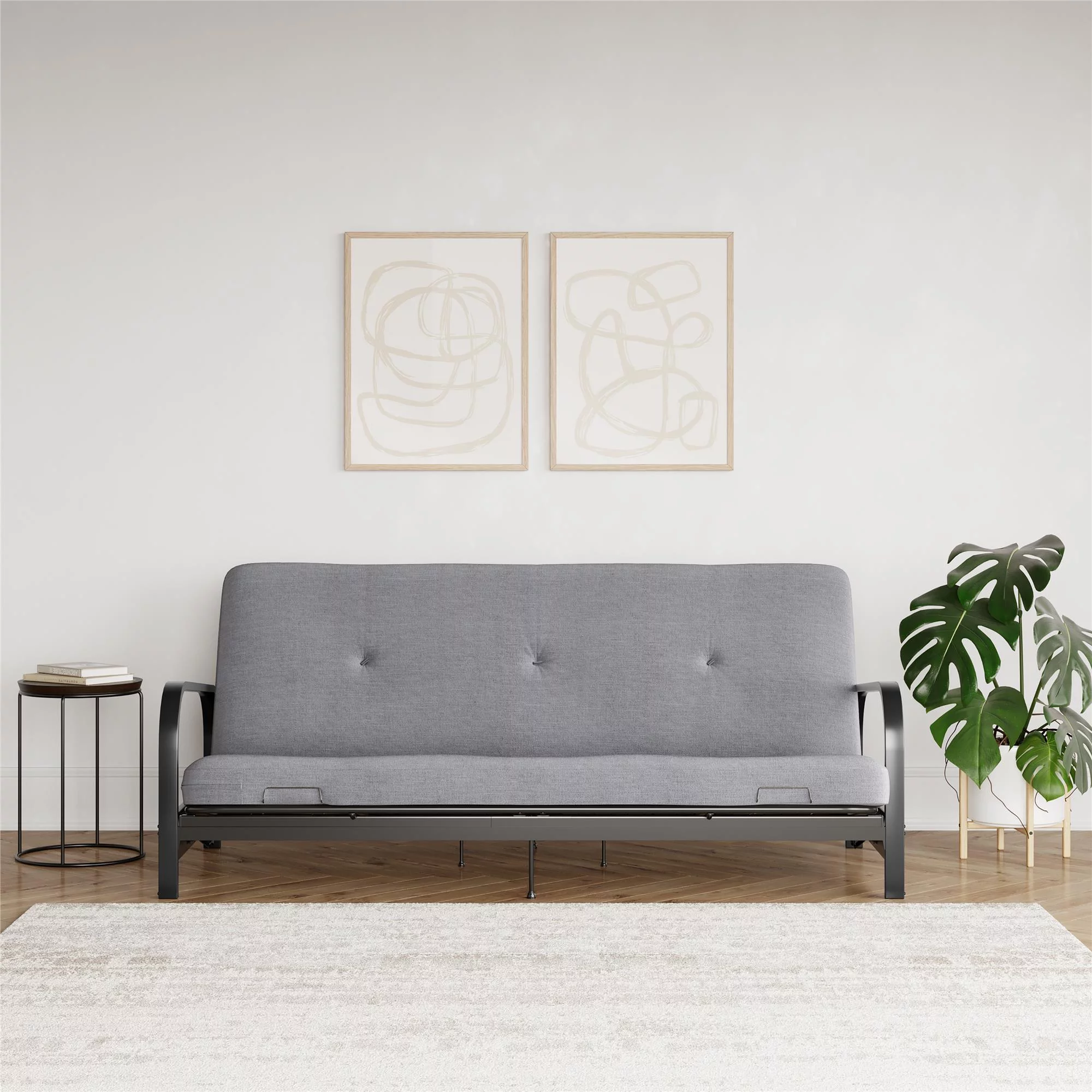 Caddie 6-Inch Futon Mattress with Tufted Cover and Recycled Polyester Fill, Full, Light Gray Linen - Cheap Fitting