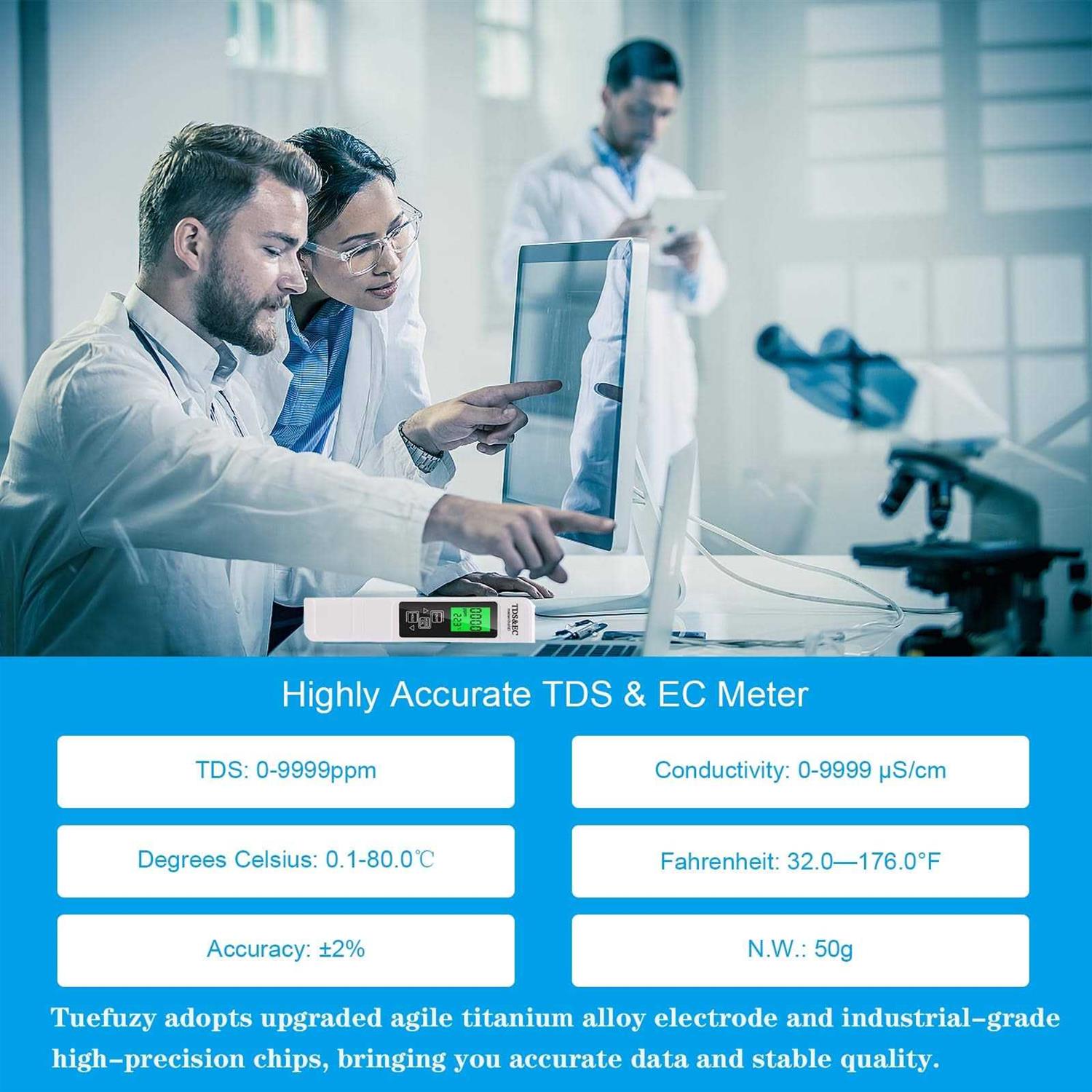 TDS Meter Digital Water Tester, Tuefuzy TDS Tester 3-in-1 TDS Temperature and EC Meter - Cheap Fitting