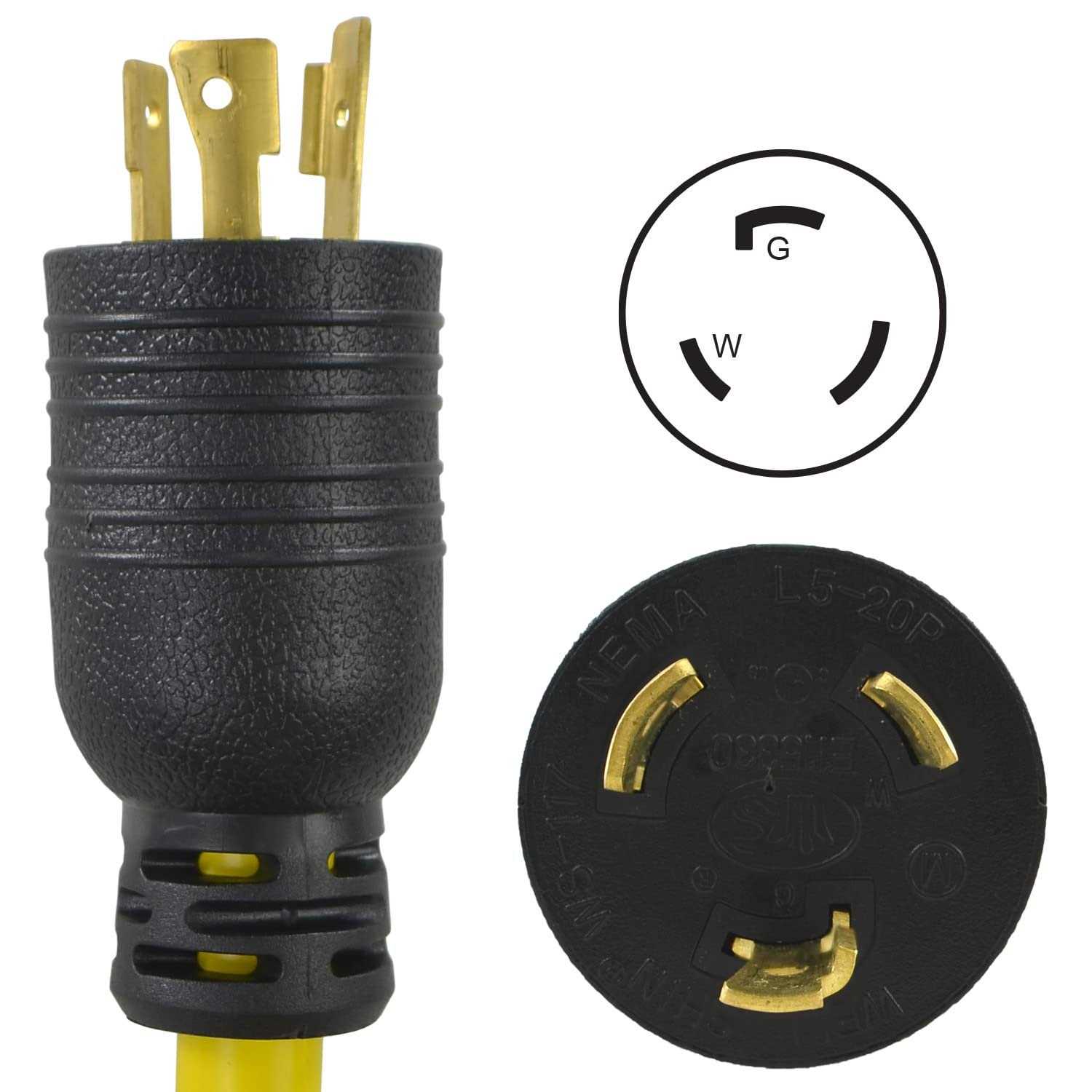 Conntek Pl520520 Nema L5-20P to Nema 5-15/20R Pigtail Adapter - Cheap Fitting