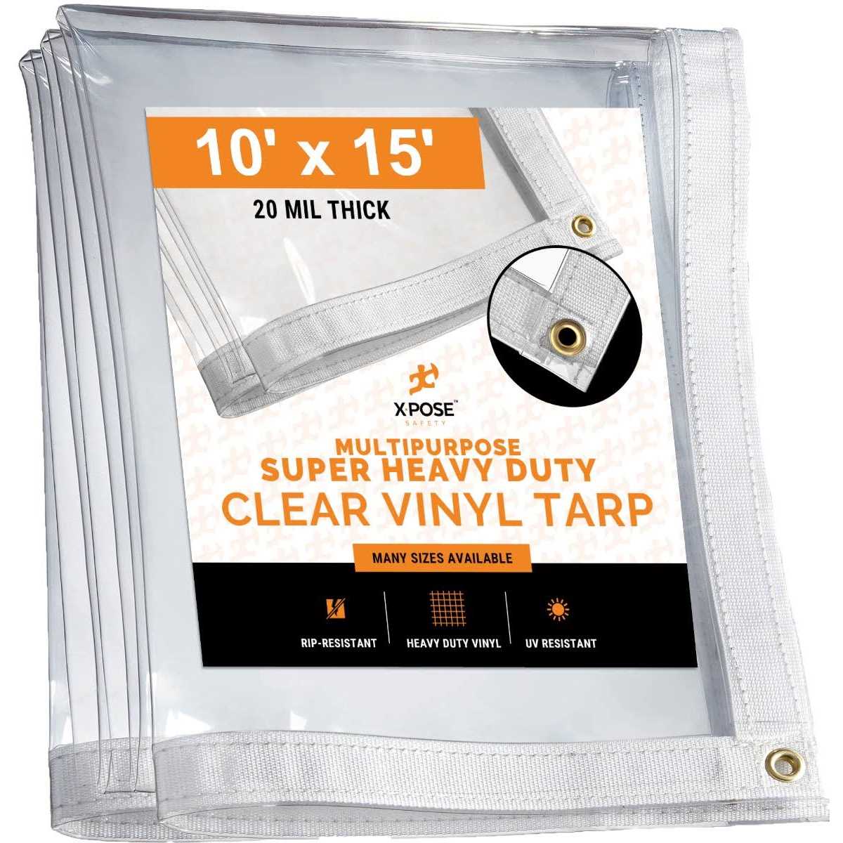 Xpose Safety 6′ x Heavy Duty 20 Mil Clear PVC Vinyl Tarp CVT - Cheap Fitting