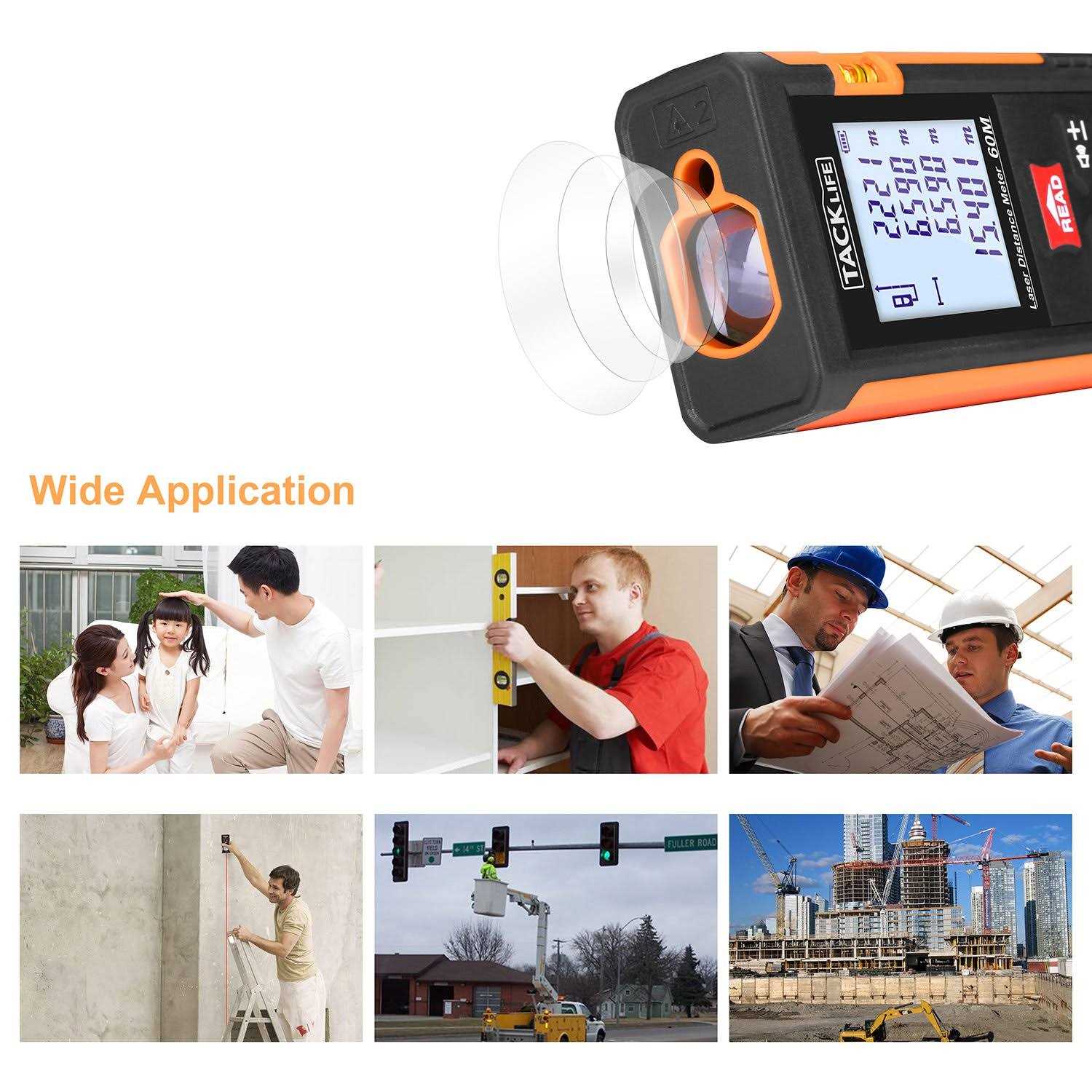 Tacklife Classic Laser Measure 196Ft M/In/Ft Mute Laser Distance Meter - Cheap Fitting