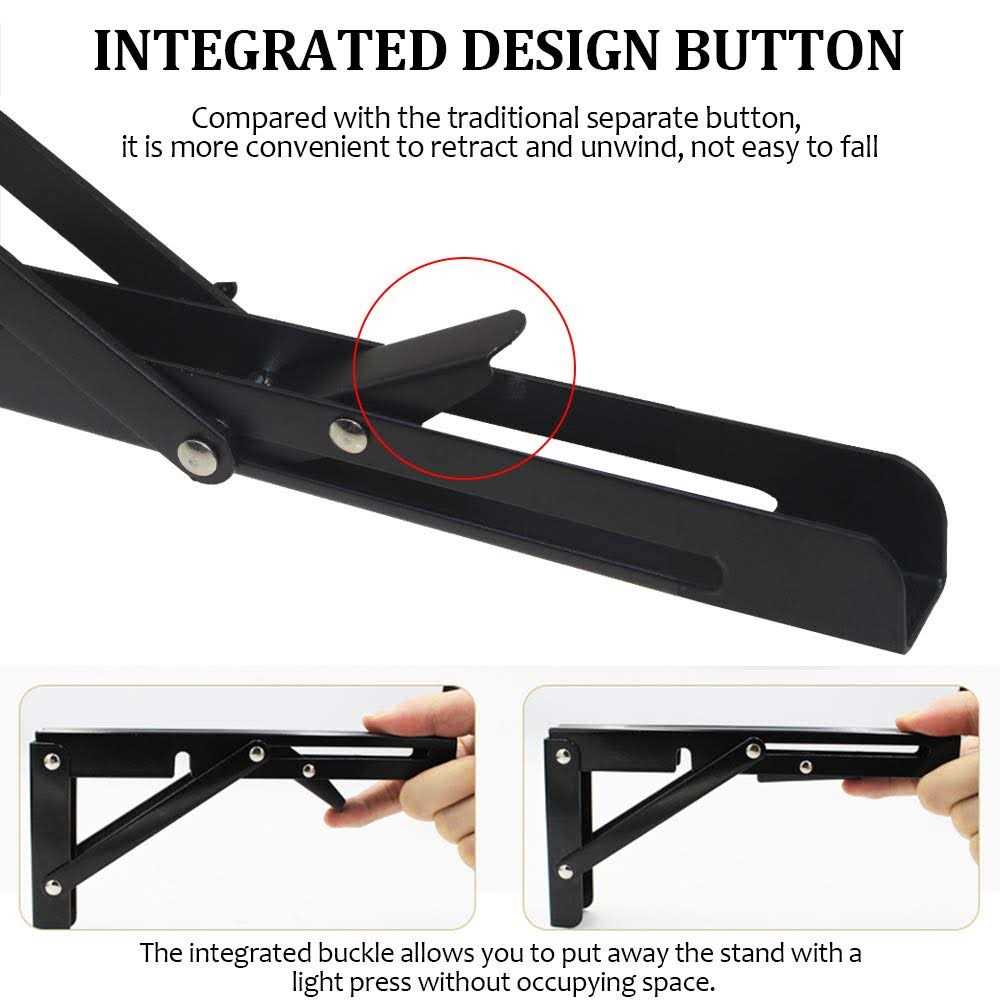 2 Pcs Folding Shelf Stainless Steel Bracket -10” Heavy Duty Metal Collapsible Shelf Bracket for Triangle Table Bench - Cheap Fitting