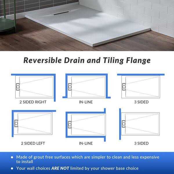 WoodBridge SUS-WH-4836 48 W x 36 D Single Threshold Shower Base with Center Drain Finish - Cheap Fitting