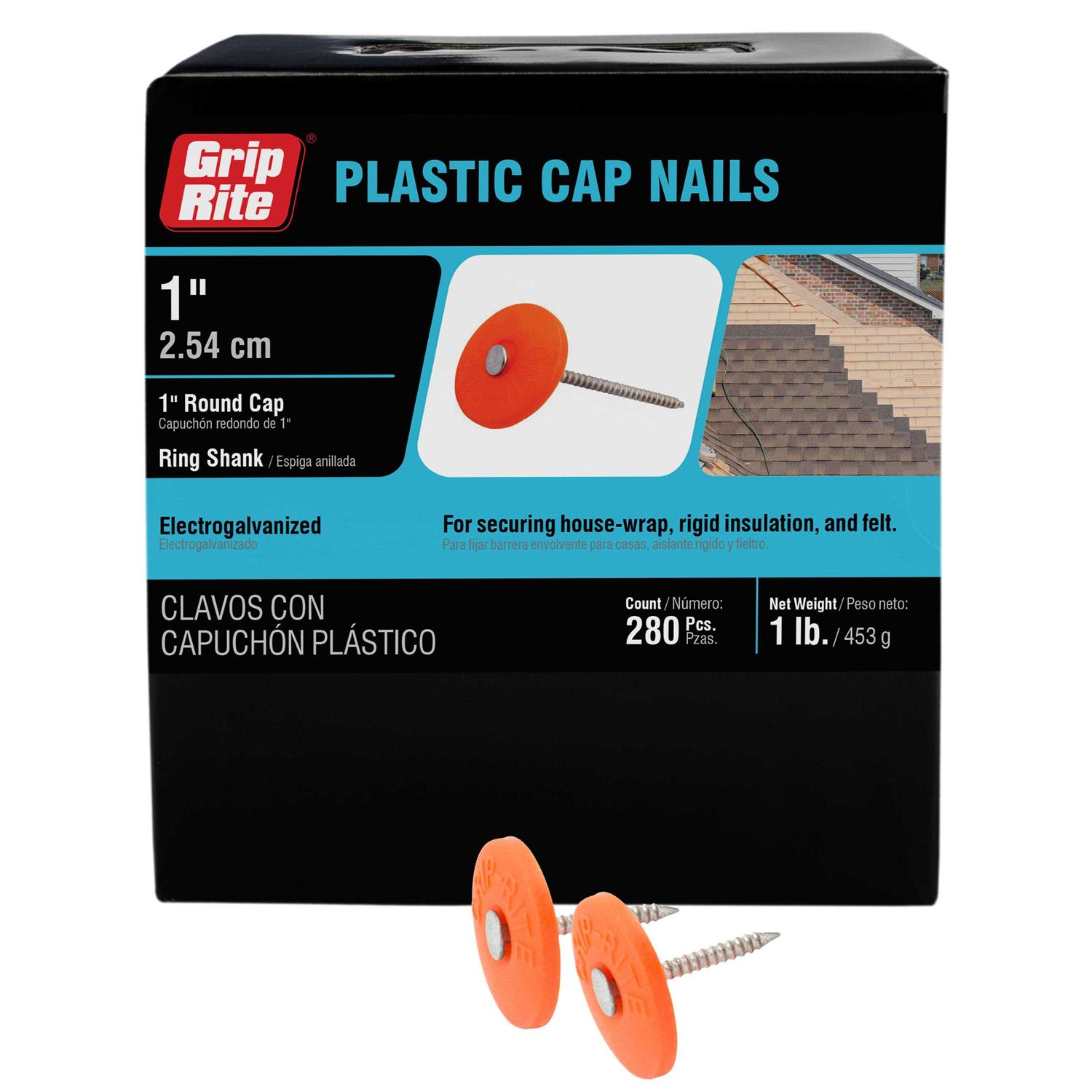 Grip-Rite 1-in 12-Gauge Electro-Galvanized Plastic Cap Nail - Cheap Fitting