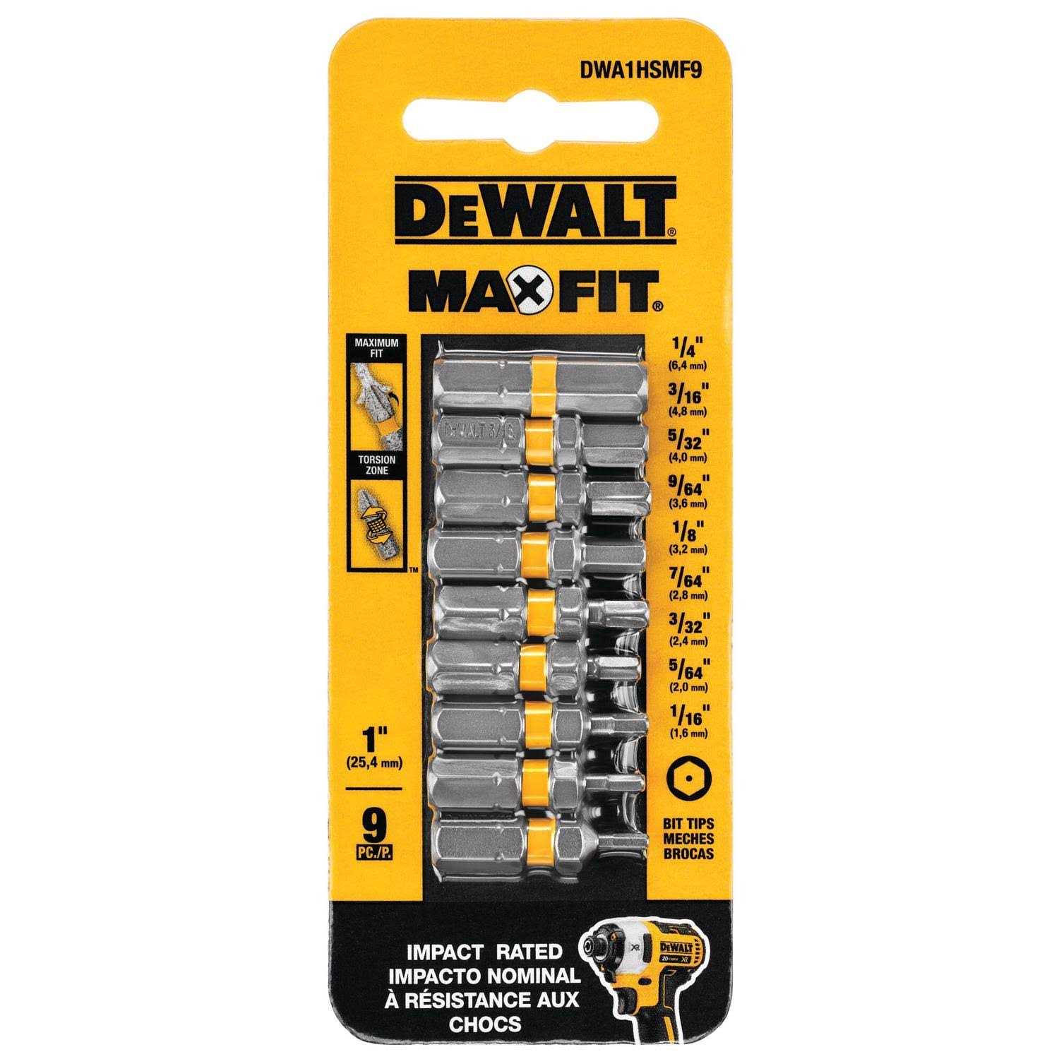 DeWalt Max Fit Hex 1 in. L Screwdriver Bit Set Steel 9 pk - Cheap Fitting