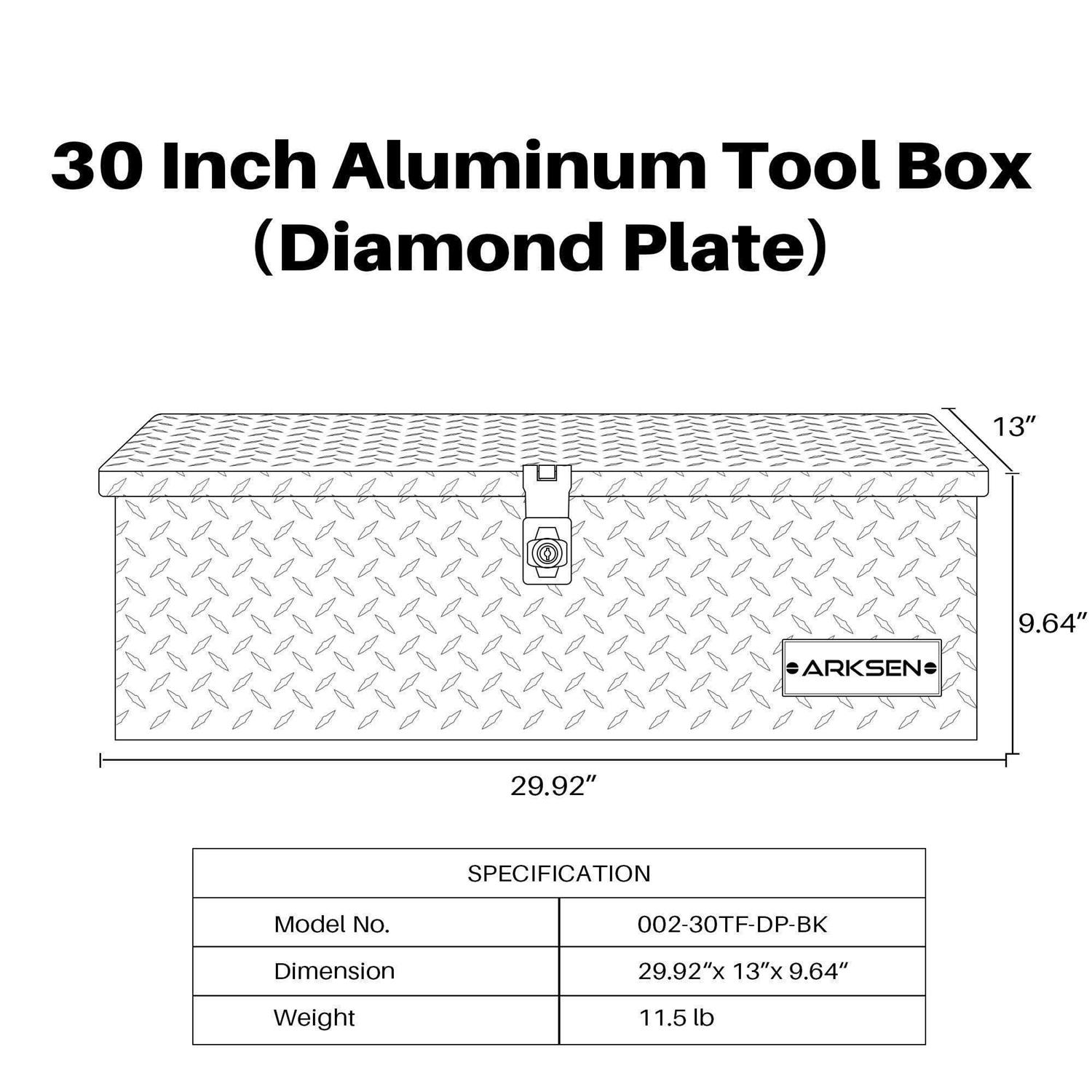 ARKSEN 30 Inch Aluminum Truck Pick Up Tool Box Underbody Trailer RV Storage Organizer Chest Box Lock with Keys - Cheap Fitting