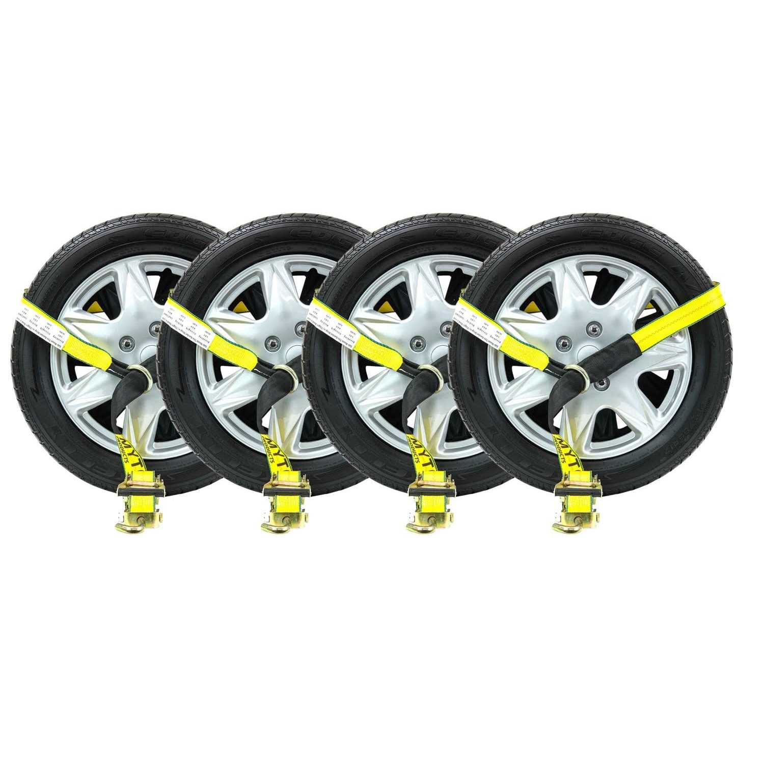 Mytee Products 2 x10′ Lasso Ratchet Strap with J Finger Hook Wheel Net Auto Tow Towing Car Hauler Down - Cheap Fitting