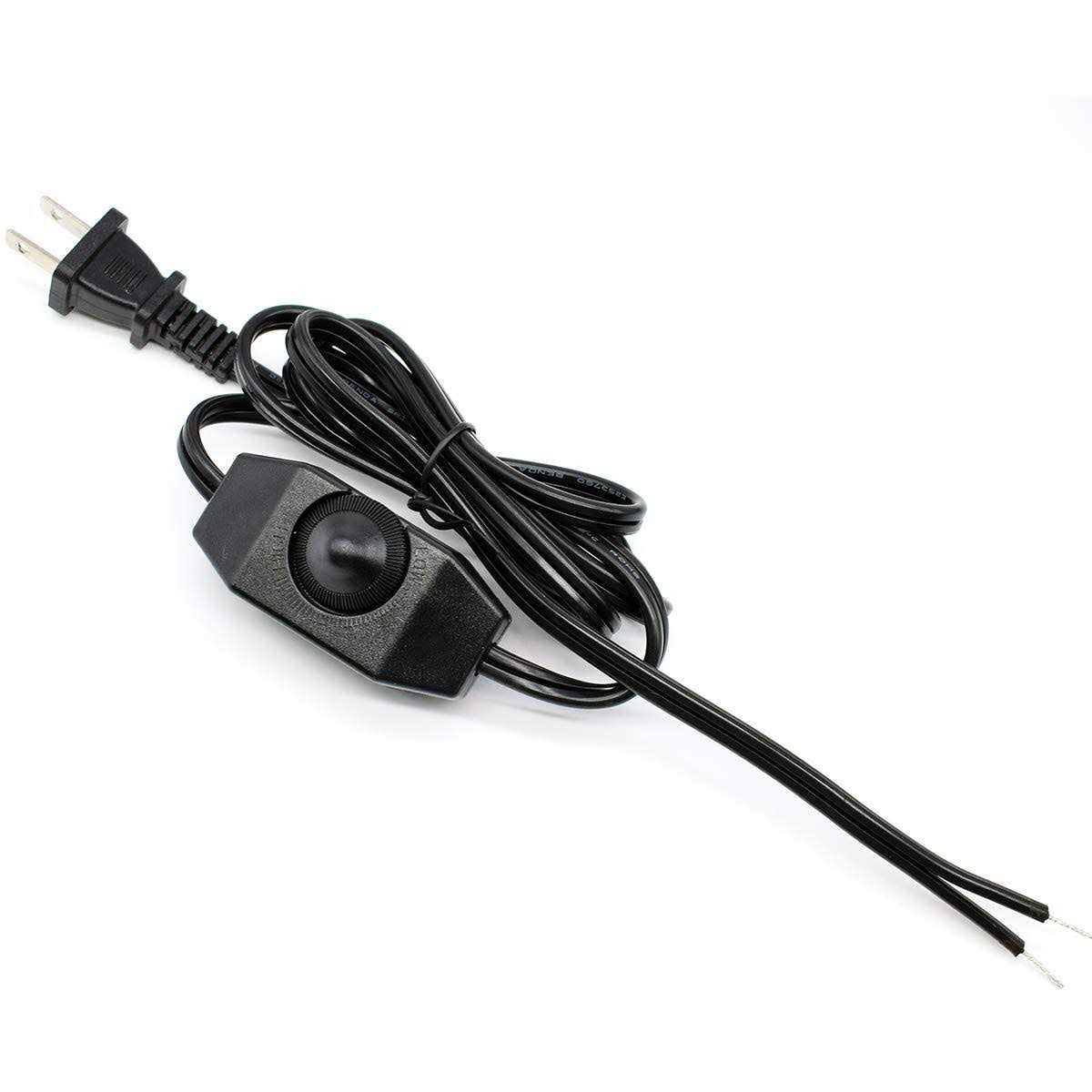 PLUSPOE Rotary Dimmer Switch w/ 5.0ft Extension AC Power Cord Plug Cable for Halogen and Incandescent Bulbs lamp - Cheap Fitting