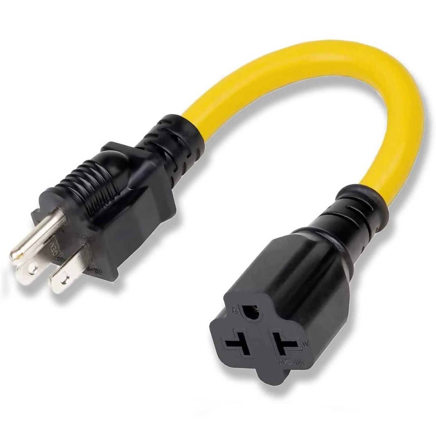 12AWG Heavy Duty Extender AC Plug Adapter 15 Amp Household to 20 Amp T Blade Power Extension Cord - Cheap Fitting