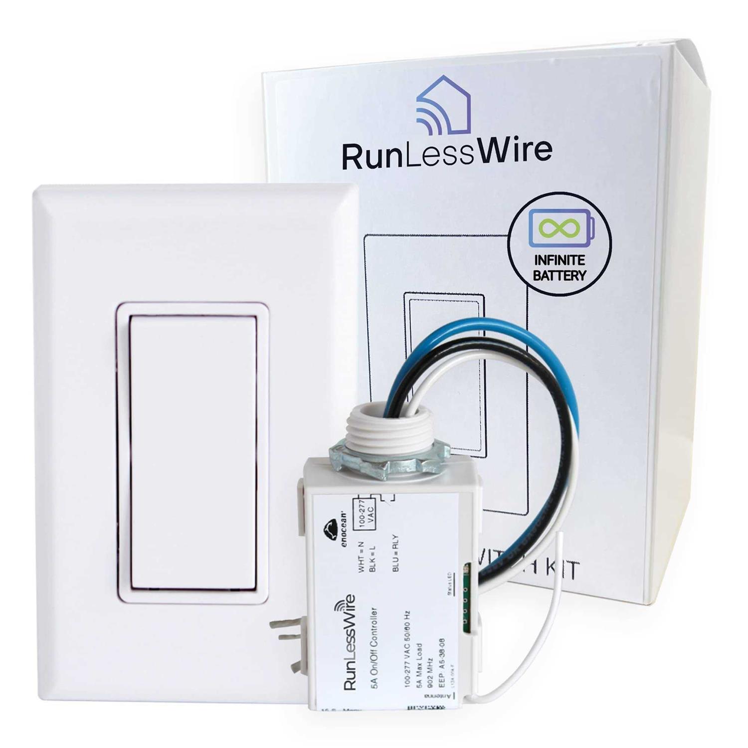 RunLessWire Simple Wireless Light Switch Kit, No-Wires and Battery-Free Light Switches for Home - Cheap Fitting