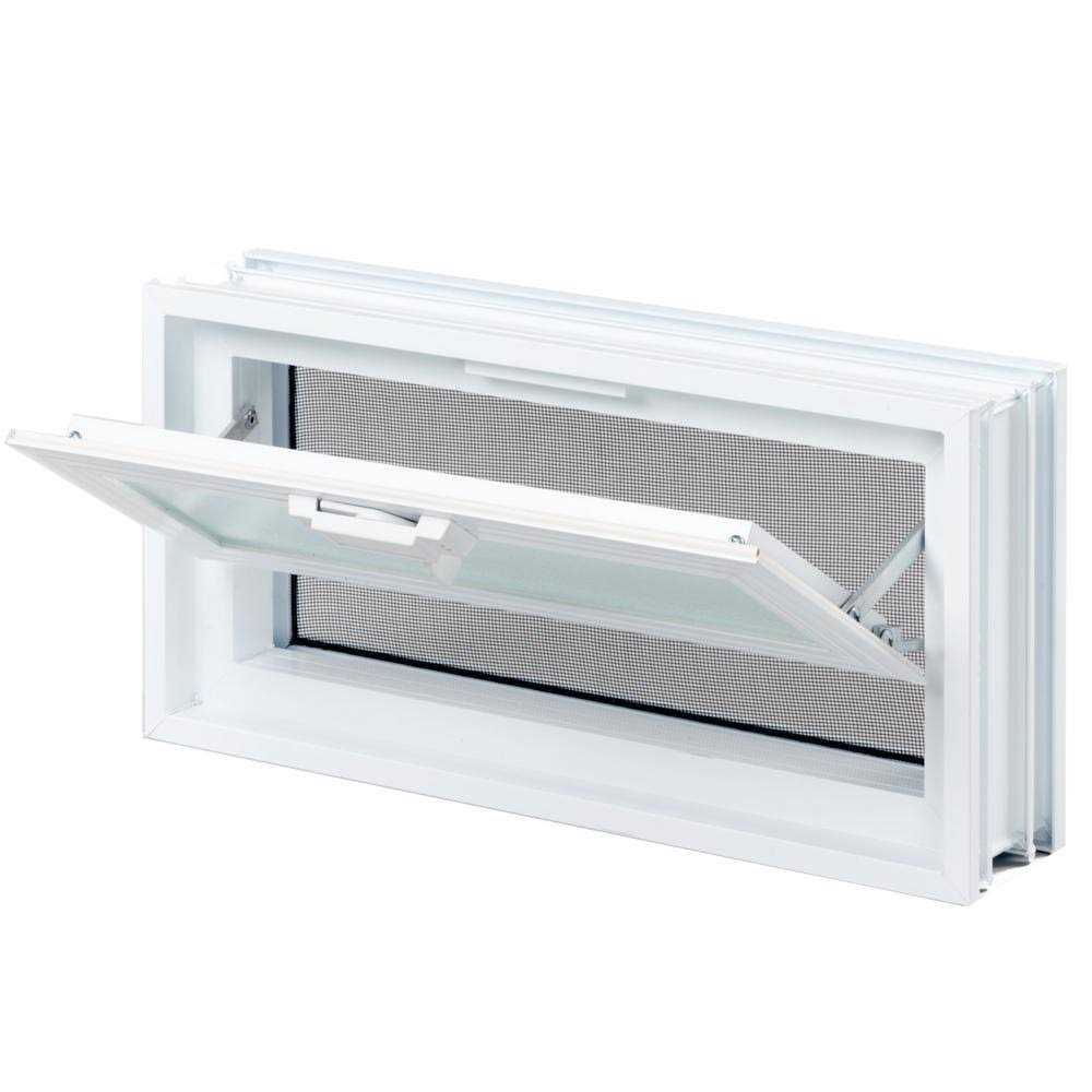 Clearly Secure 34.75 in. x 36.75 in. x 3.125 in. Frameless Wave Pattern Vented Glass Block Window 3638VDC - Cheap Fitting