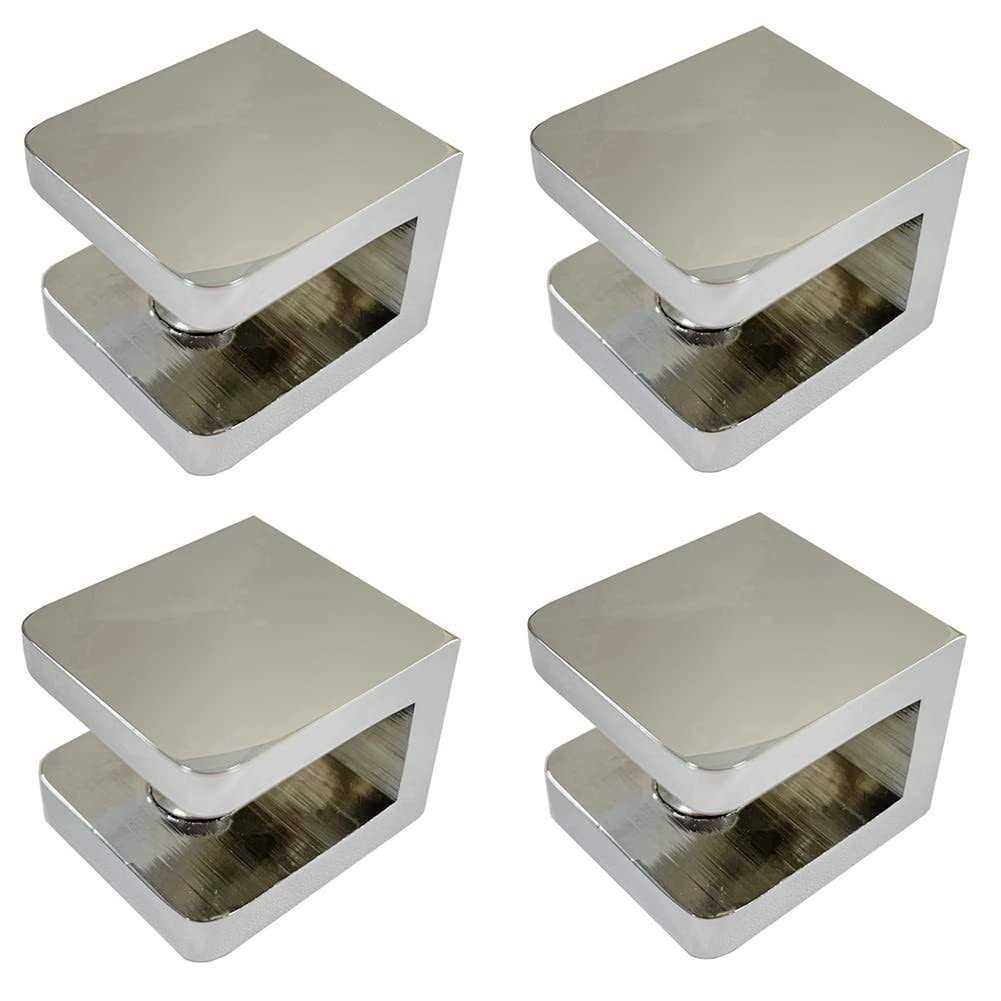 LukLoy Pack of 4 Shower Glass Clamp No-Drill-on-Glass Fixed Panel Shower Door Clip Holder Bracket Support Fixed Panel U-Clamp - Cheap Fitting