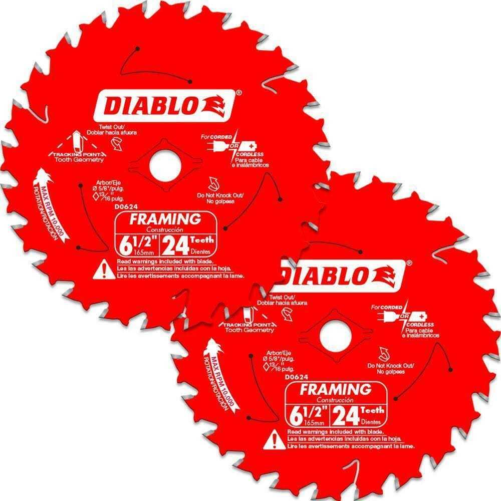 DIABLO 6-1/2 in. 24-Tooth Framing Circular Saw Blade Value Pack - Cheap Fitting
