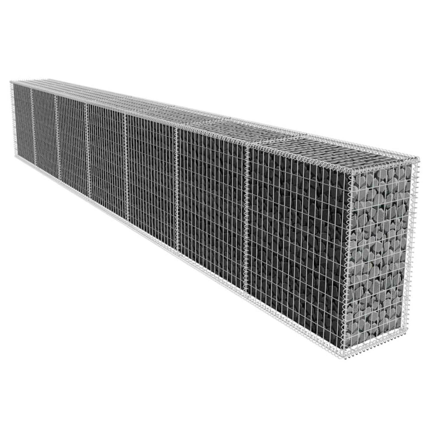 vidaXL Gabion Wall with Cover Galvanised Steel - Cheap Fitting