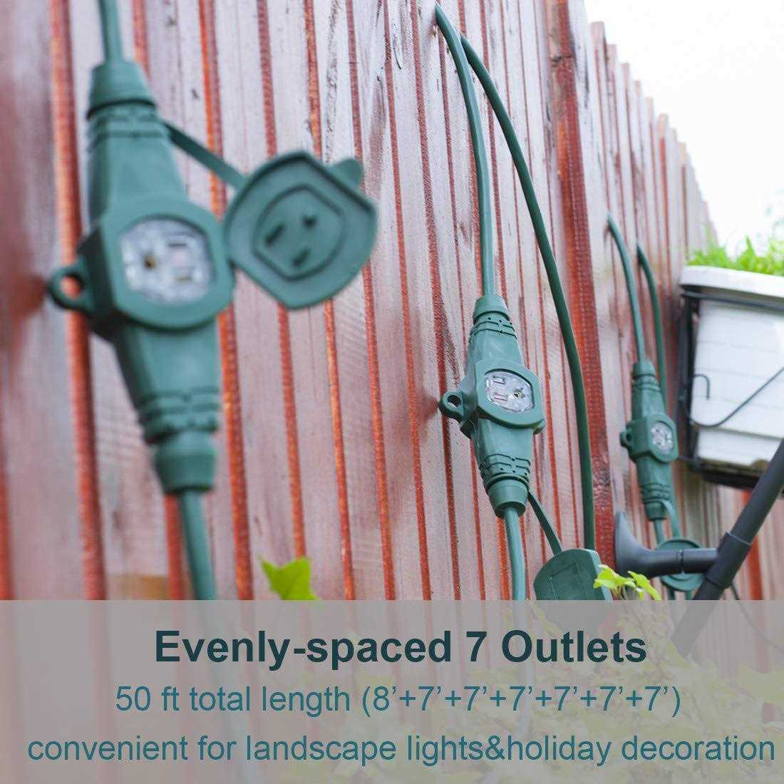 Yodotek 25ft Gauge Outdoor Power Extension Cord,Four Outlet Cable.Multiple Evenly-Spaced Plug Ideal for Landscaping Light,Stage Backline,Holiday - Cheap Fitting