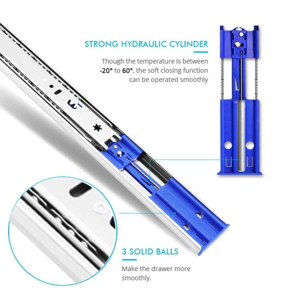 Tobinice 10 Pairs of 22 Inch Hardware 3-Section Soft Close Full Extension Ball Bearing Side Mount Drawer Slides,100 LB Capacity Drawer Slide - Cheap Fitting