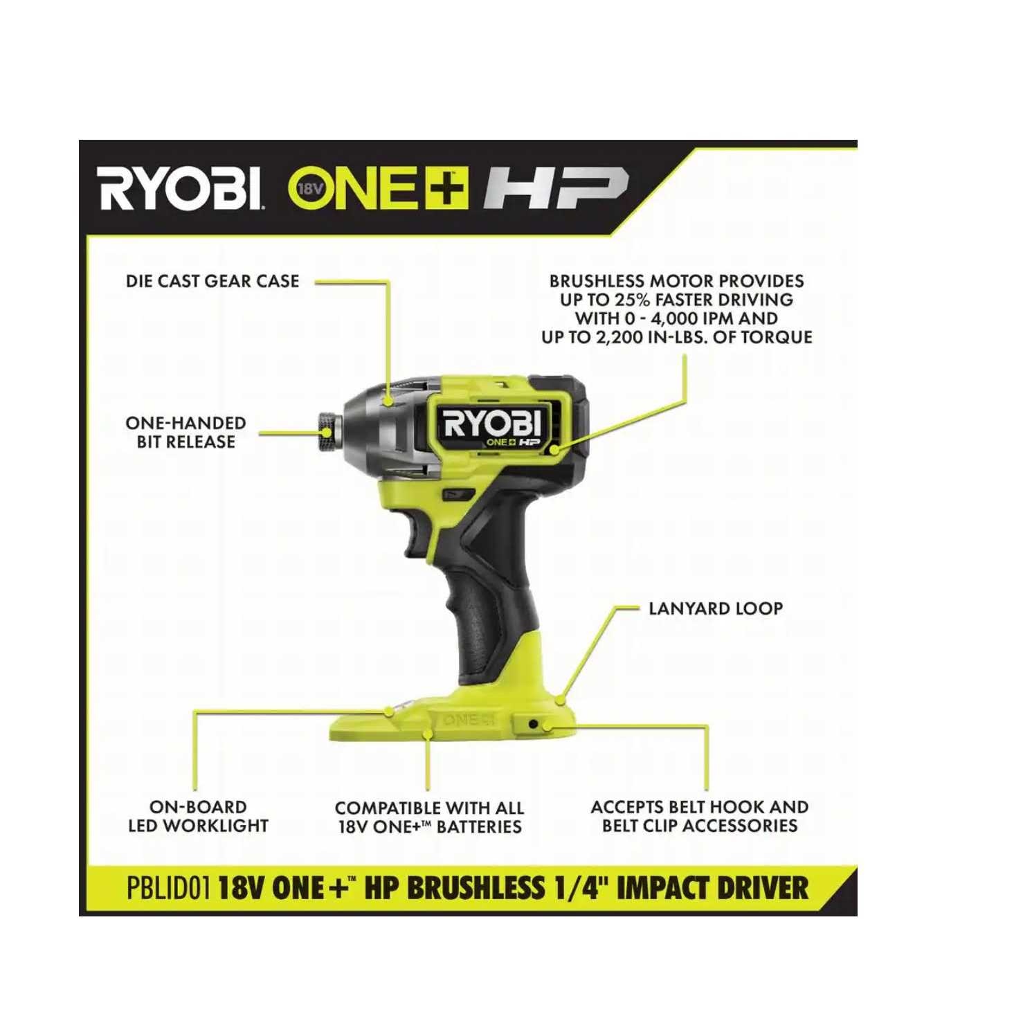 RYOBI ONE+ HP 18V Brushless Cordless 1/4 in. Impact Driver - Cheap Fitting
